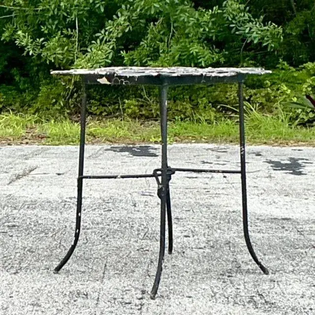 Vintage Boho Hand Forged Horseshoe Table - Back view