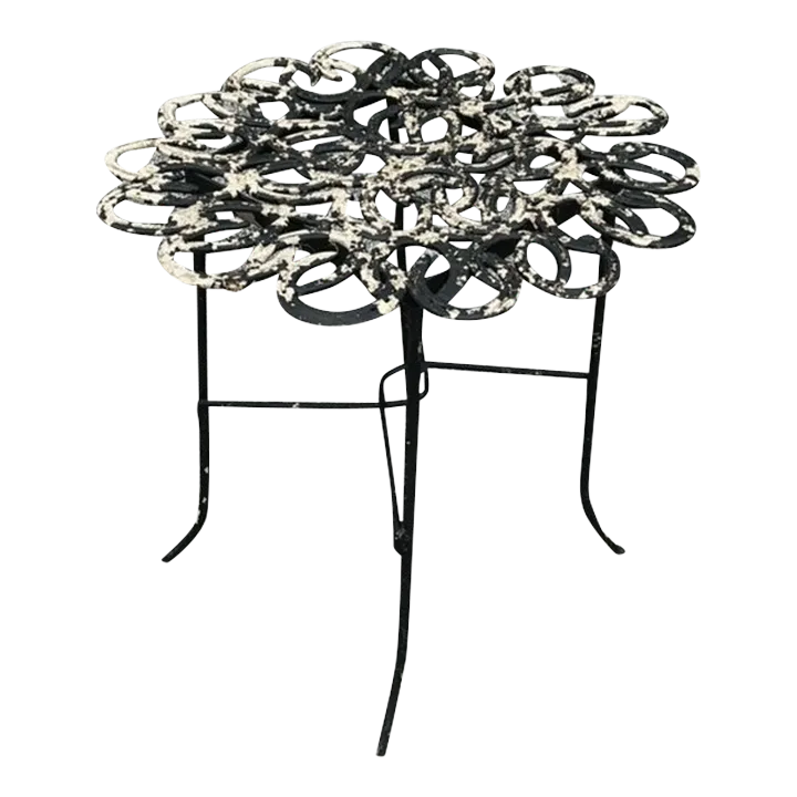 Vintage Boho Hand Forged Horseshoe Table - Detail view