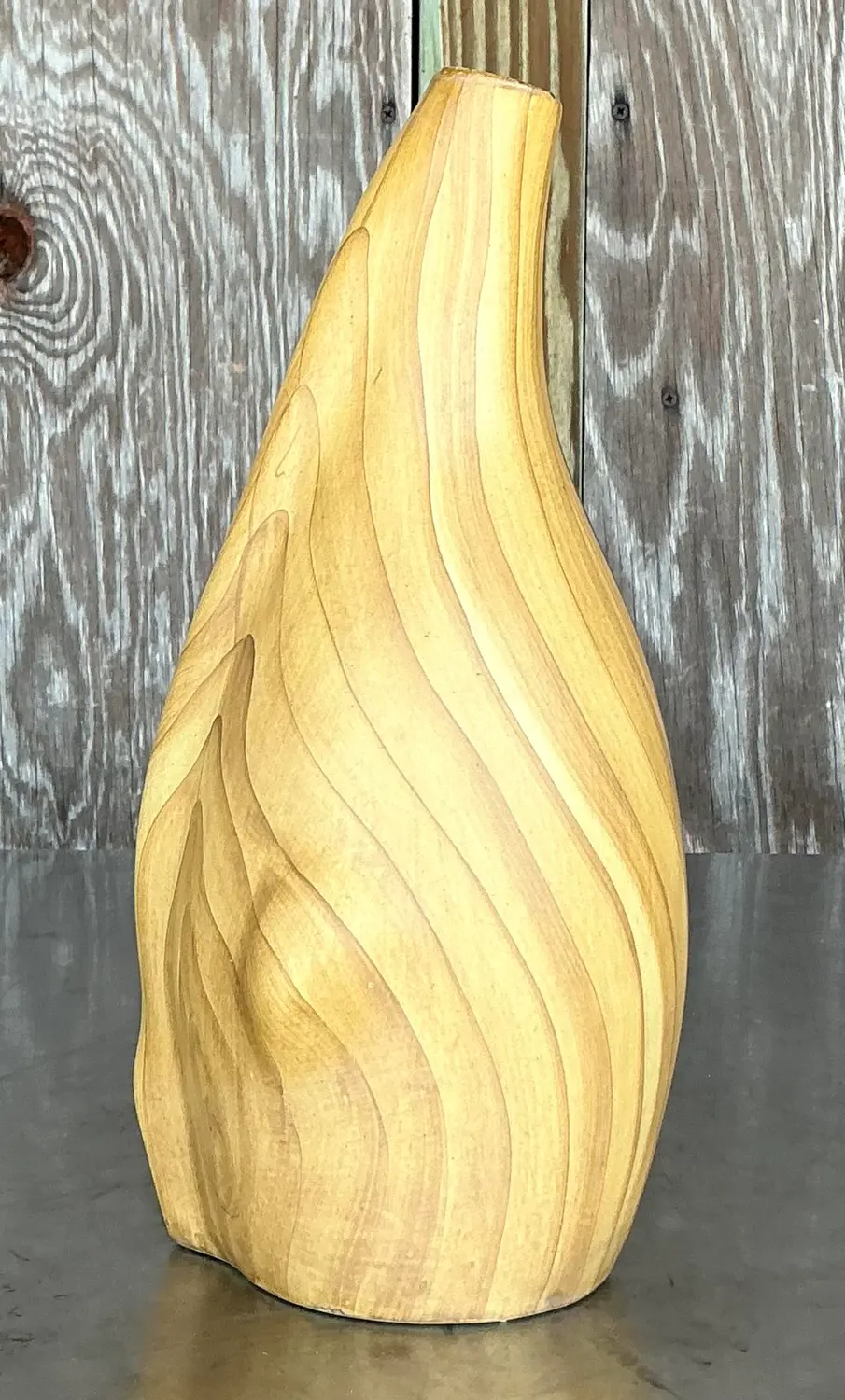 Vintage Boho Hand Painted Biomorphic Ceramic Vase - Side view