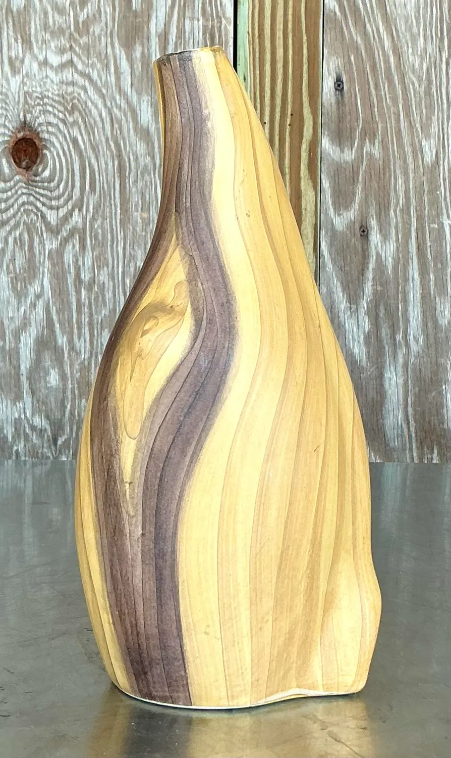 Vintage Boho Hand Painted Biomorphic Ceramic Vase - Detail view