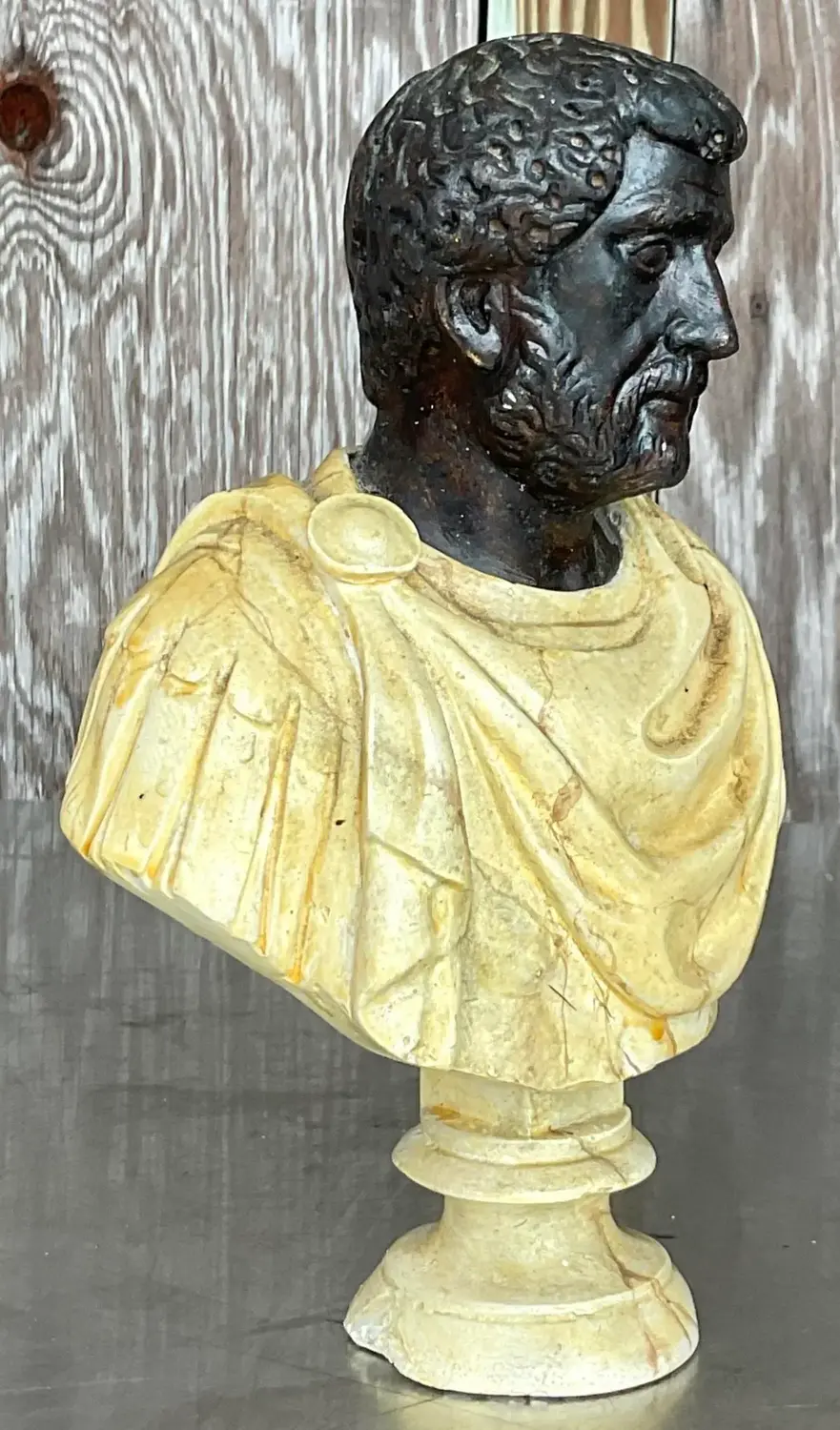 Vintage Boho Hand Painted Bust of Man - Side view