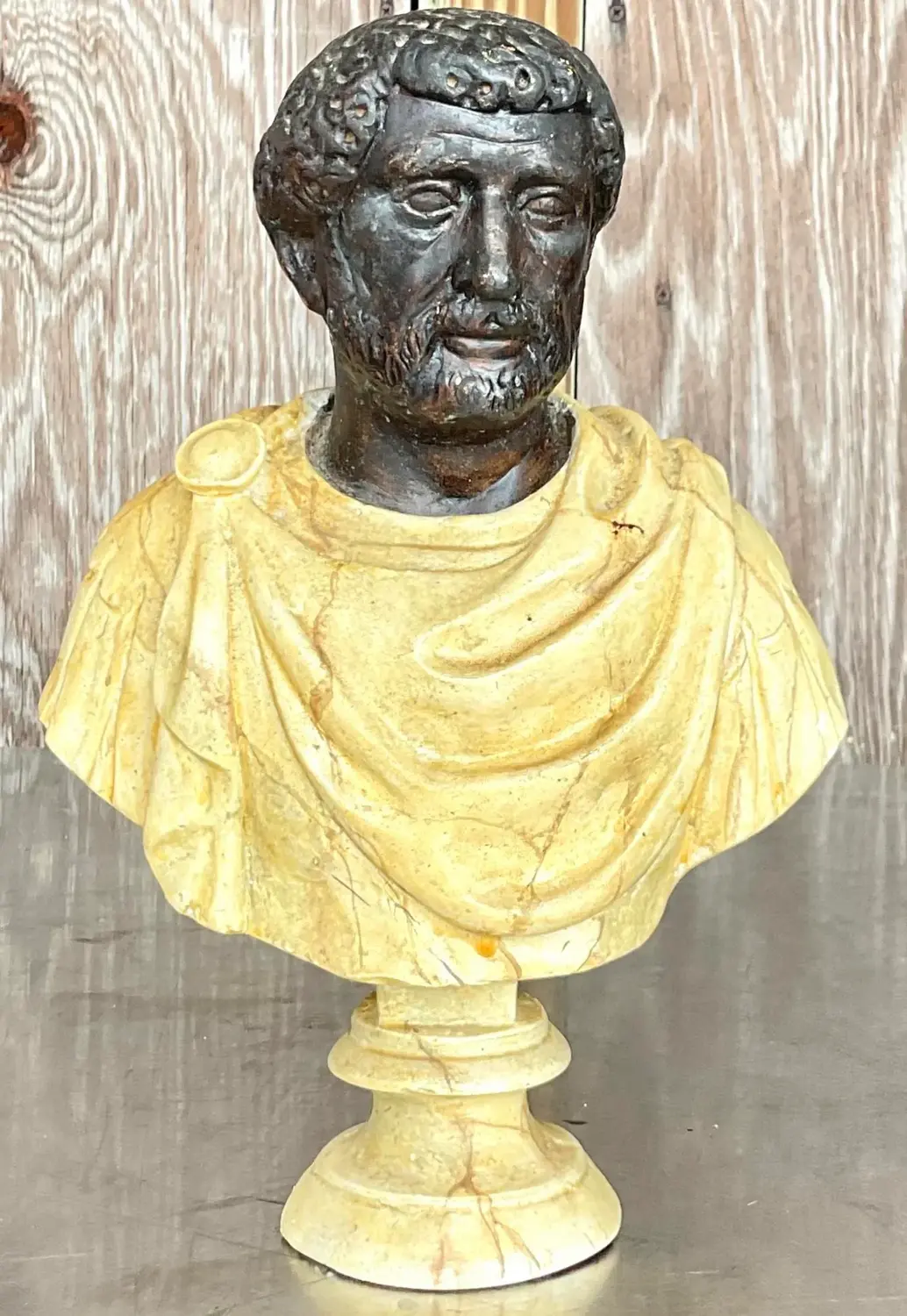 Vintage Boho Hand Painted Bust of Man - Top view