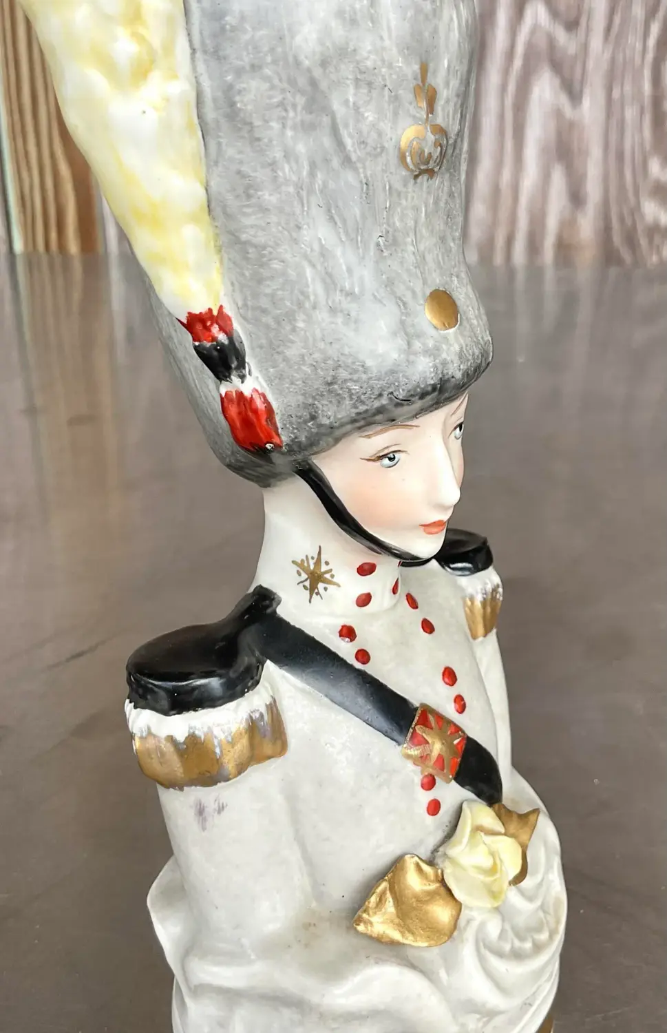 Vintage Boho Hand Painted Bust of Soldier - Top view