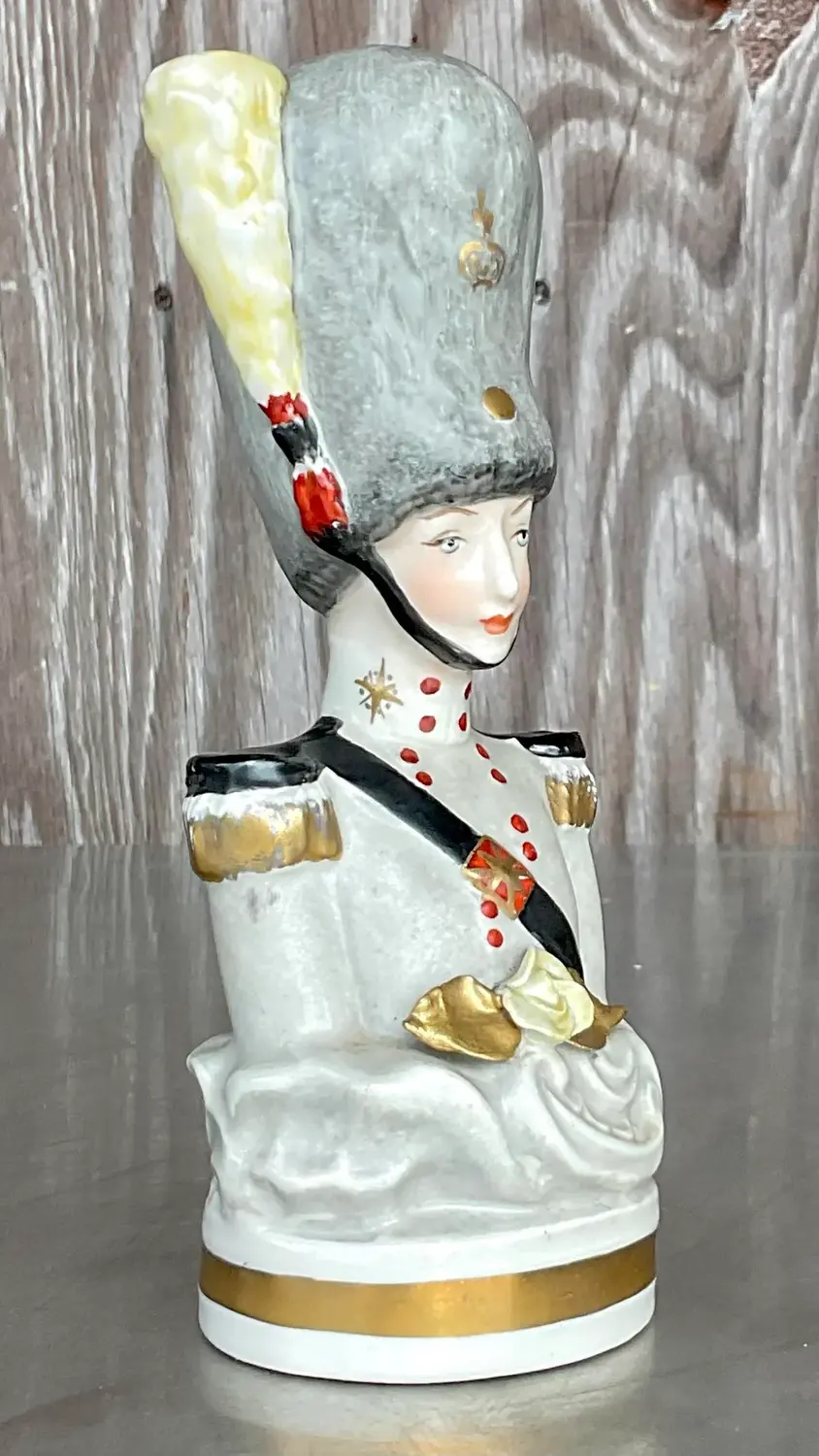 Vintage Boho Hand Painted Bust of Soldier - Back view