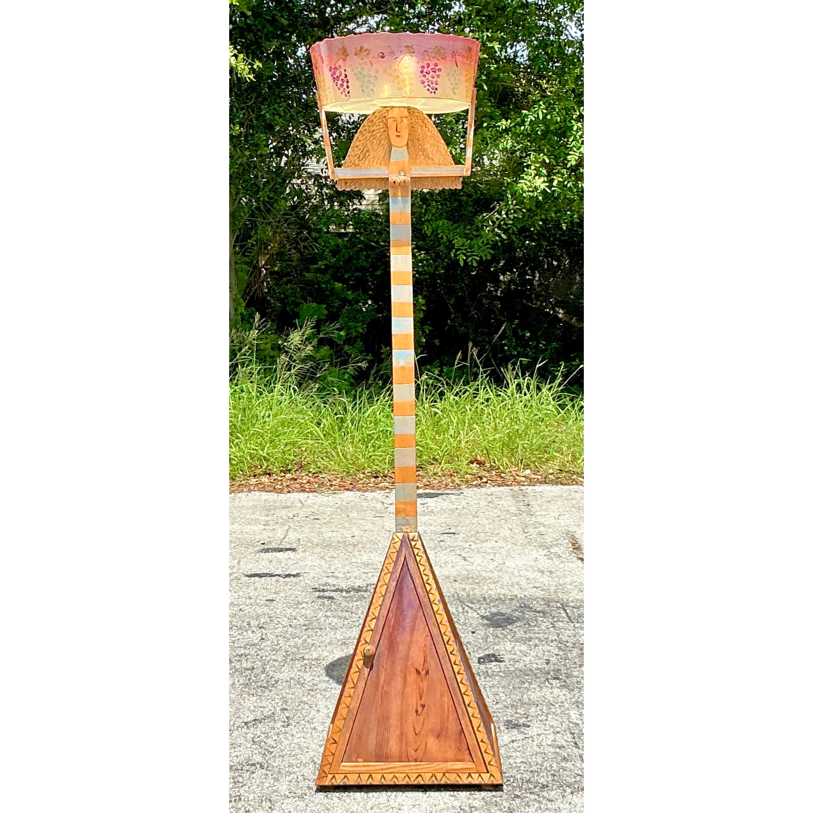 Vintage Boho Hand Painted Female Floor Lamp - Side view