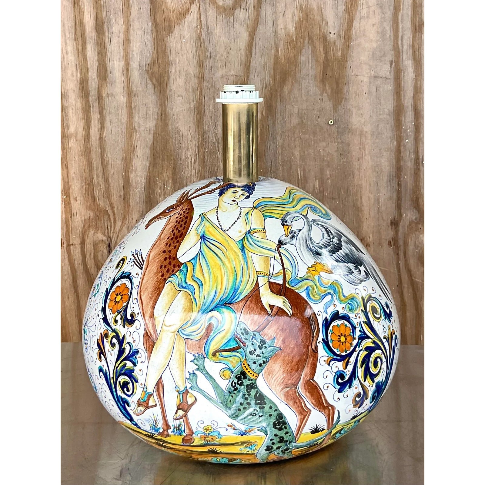 Vintage Boho Hand Painted Lamp - Detail view