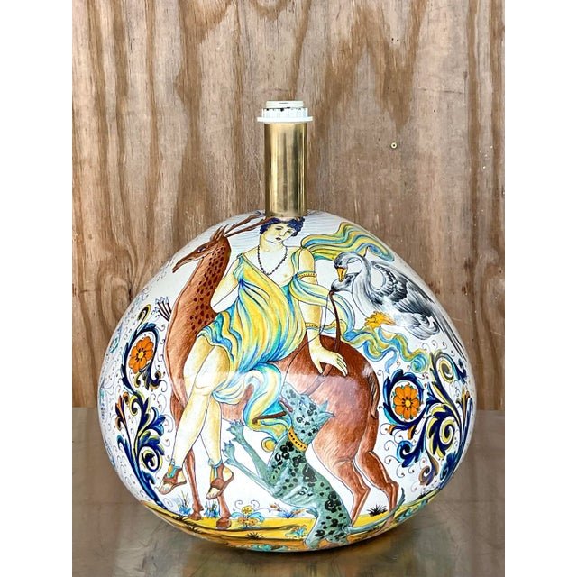 Vintage Boho Hand Painted Lamp - Top view