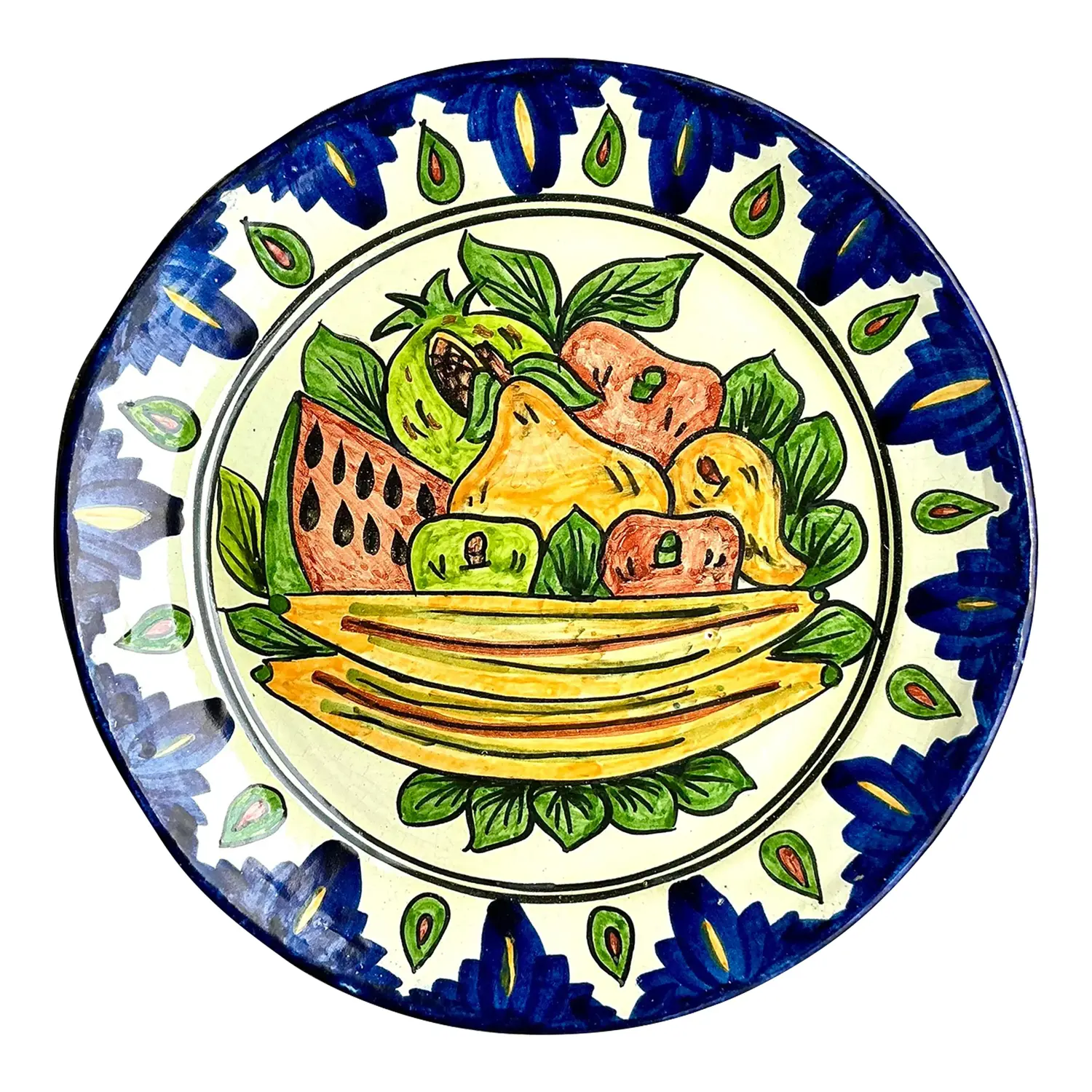 Vintage Boho Hand Painted Mexican Platter