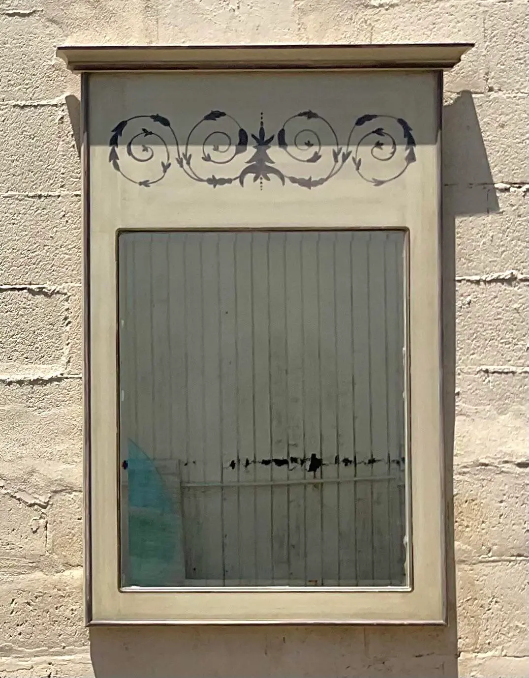 Vintage Boho Hand Painted Provençal Mirror - Side view