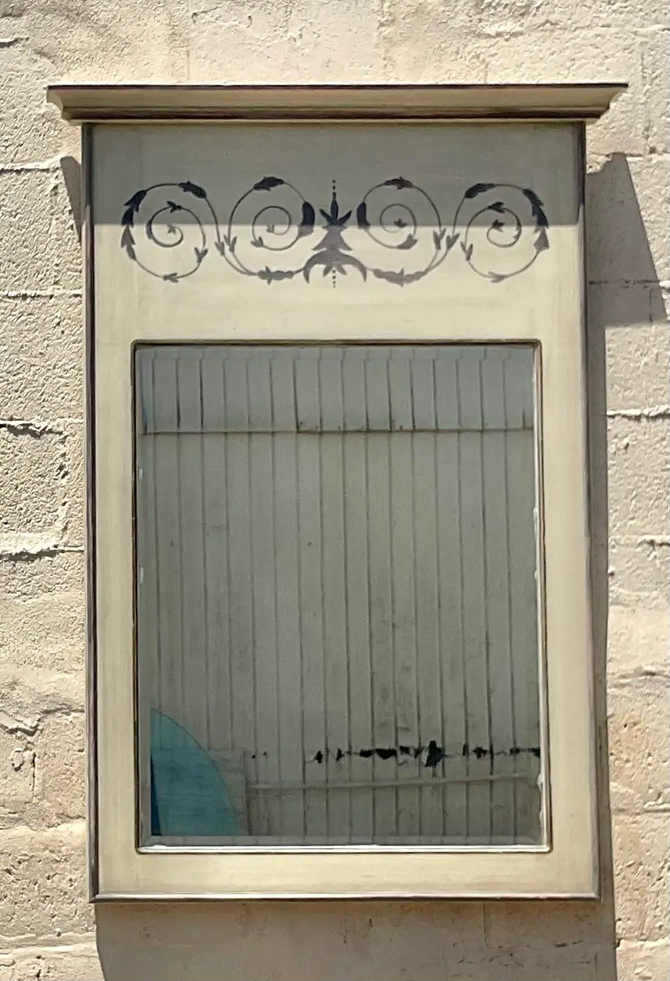 Vintage Boho Hand Painted Provençal Mirror - Detail view