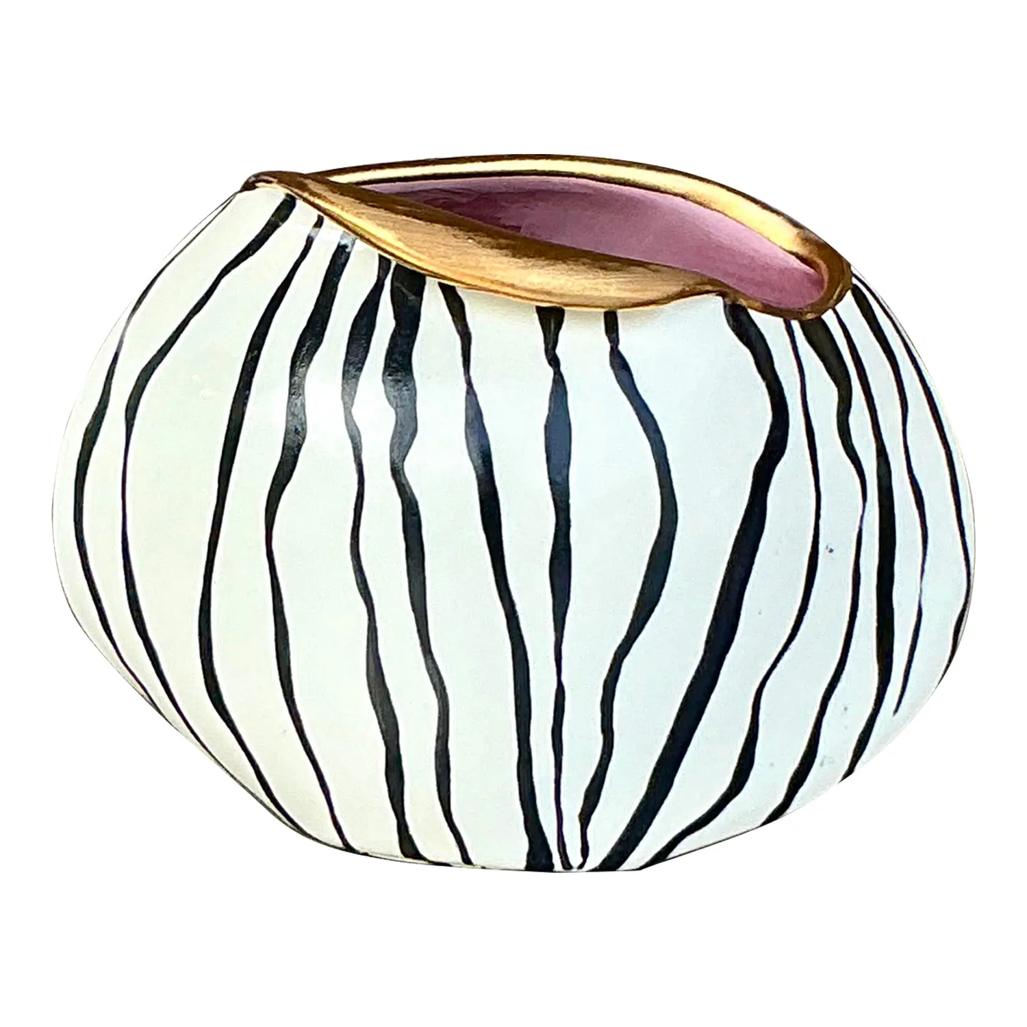 Vintage Boho Hand Painted Stripes Vase