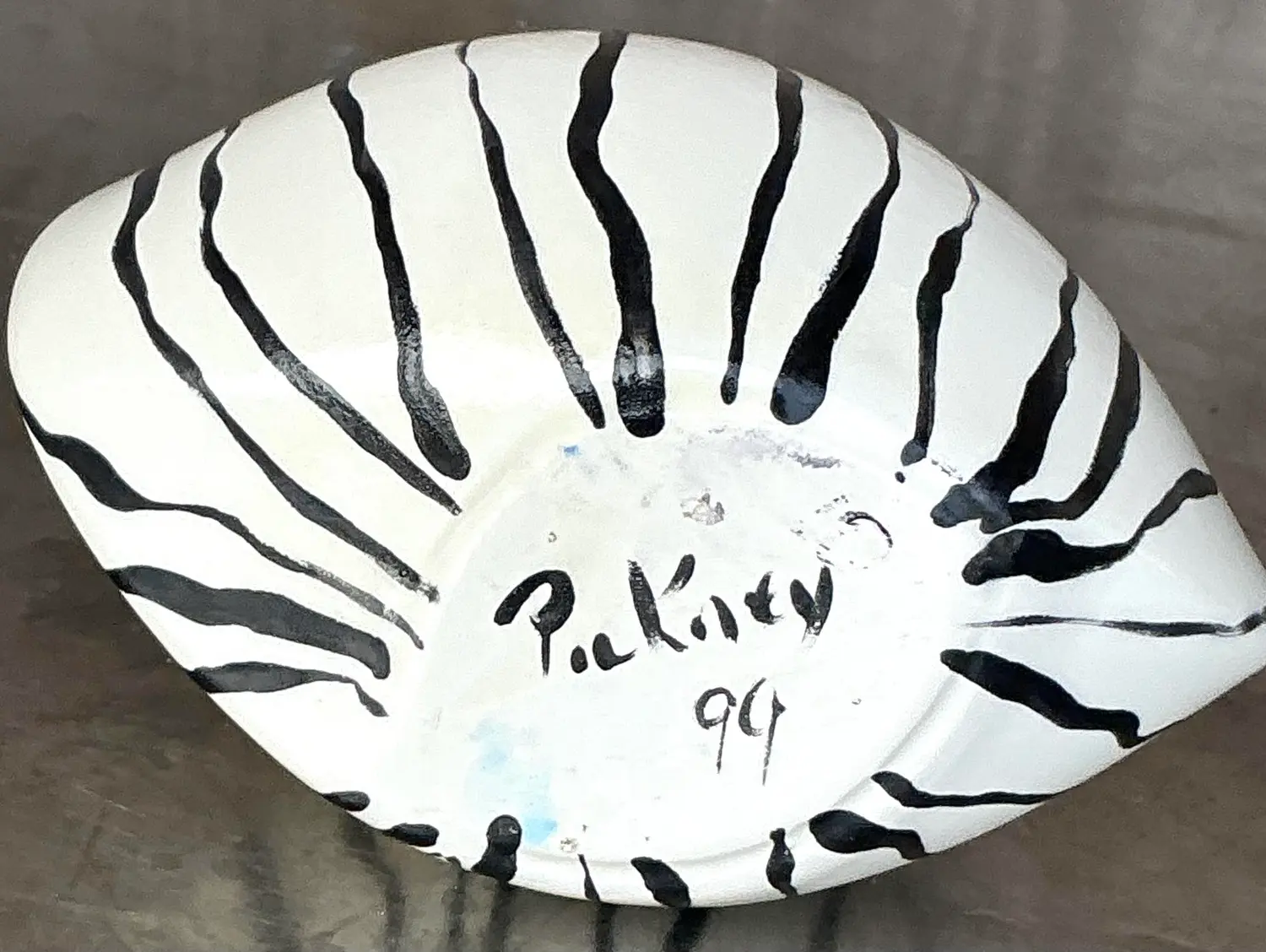 Vintage Boho Hand Painted Stripes Vase - Top view