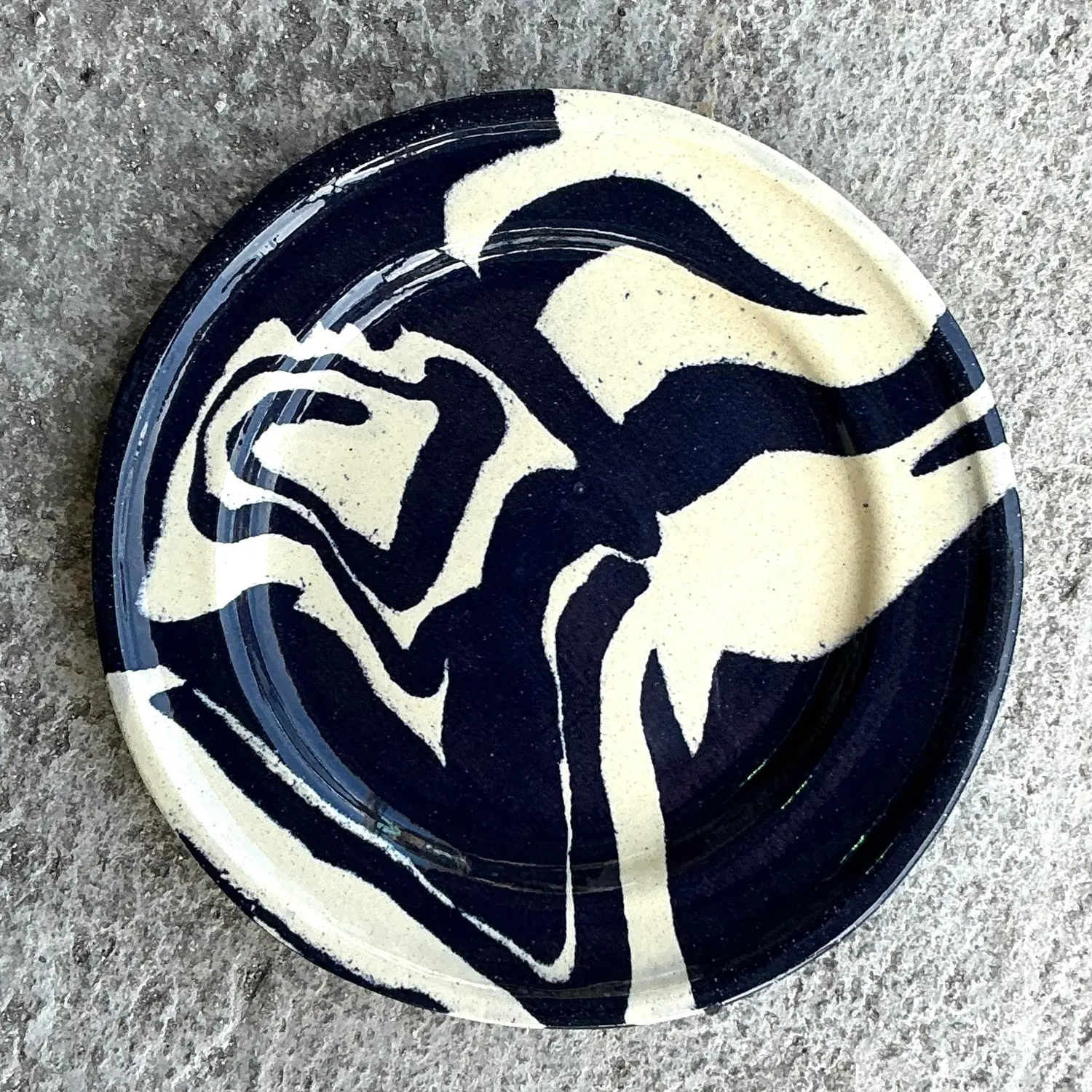 Vintage Boho Hand Painted Studio Pottery Plate - Side view