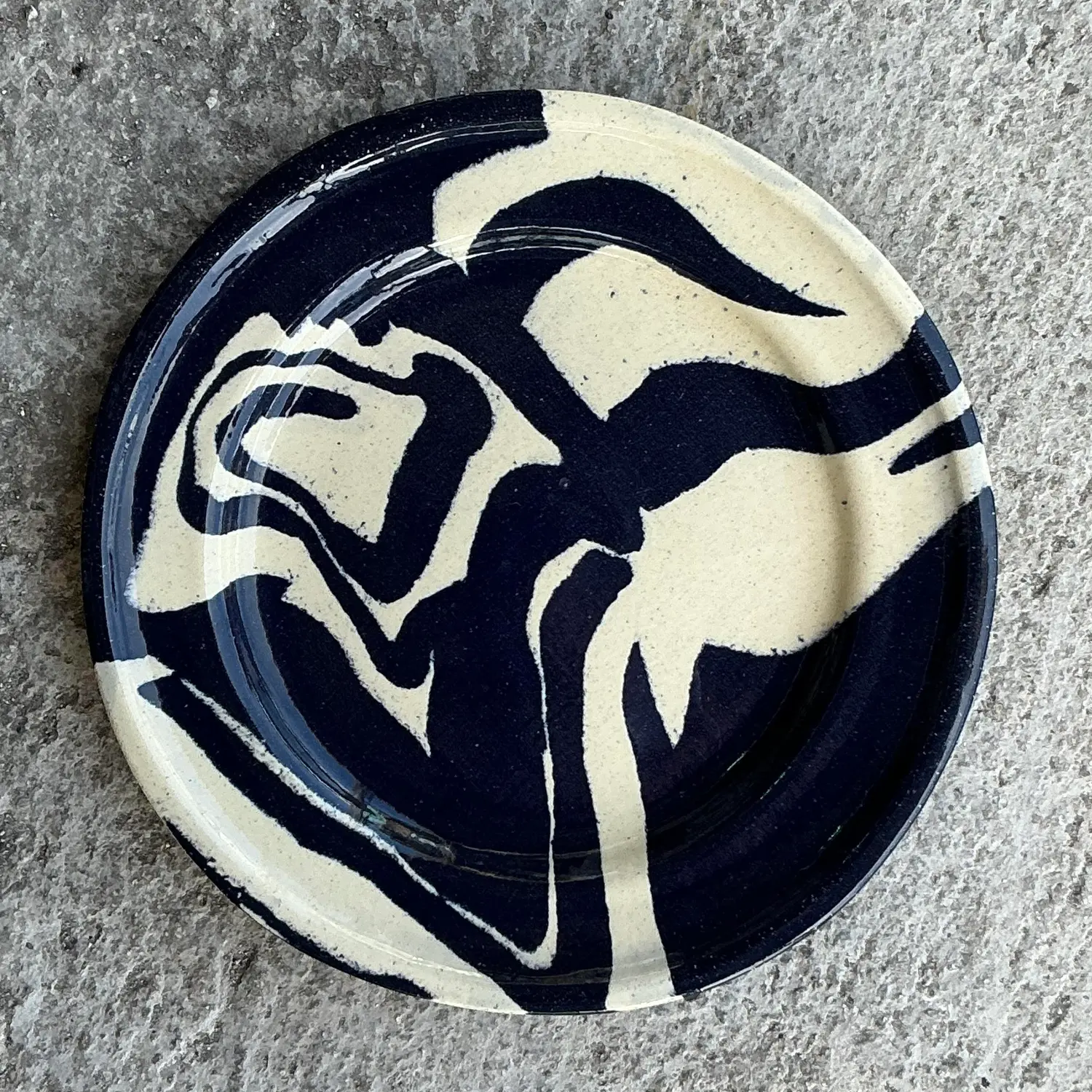 Vintage Boho Hand Painted Studio Pottery Plate - Back view