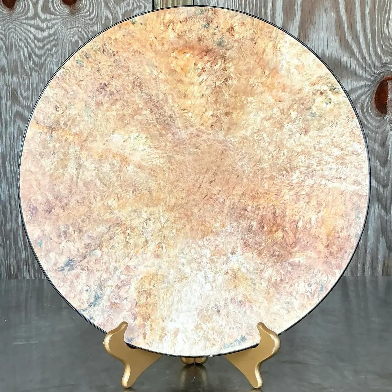 Vintage Boho Hand Painted Studio Pottery Plate - Top view