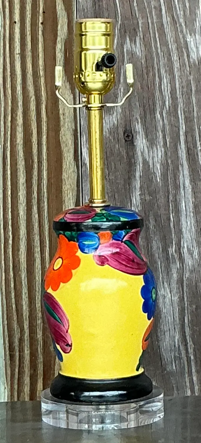 Vintage Boho Hand Painted Vanity Lamp - Detail view