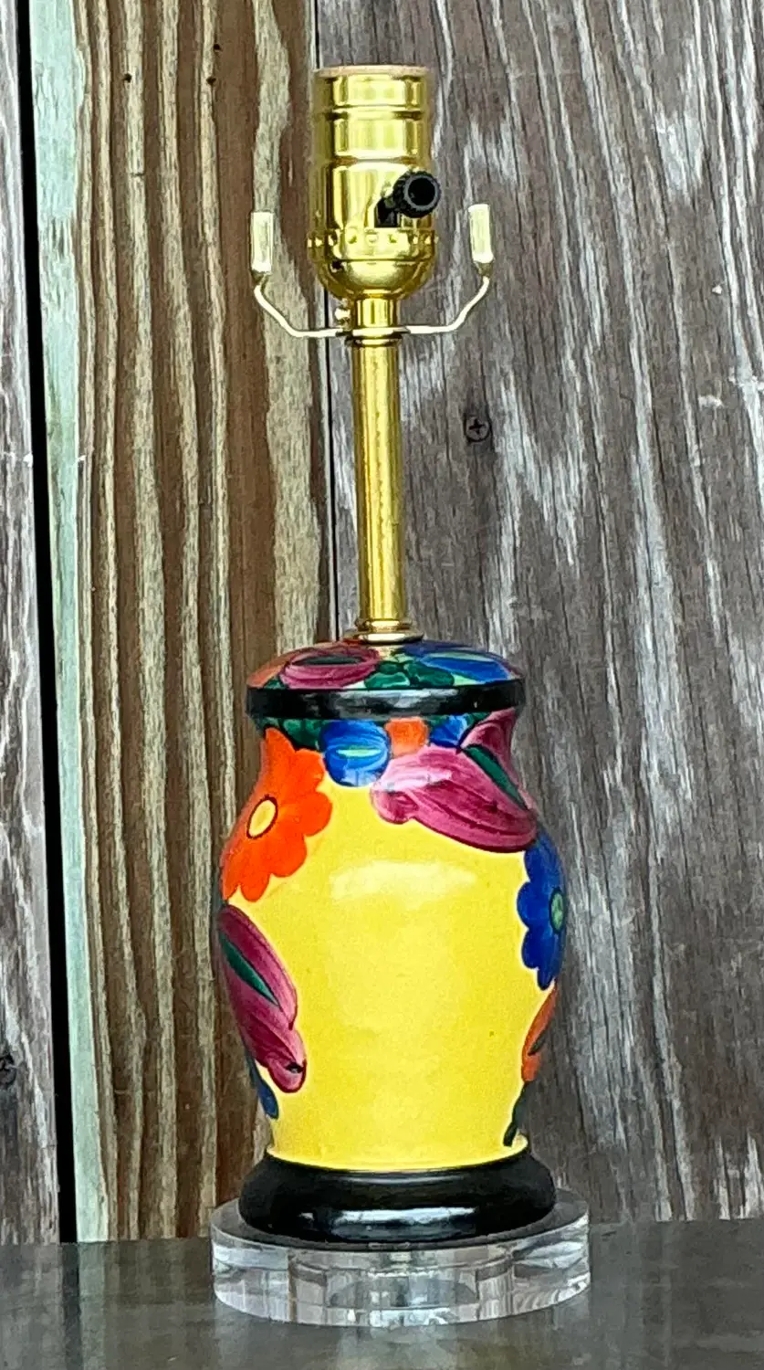 Vintage Boho Hand Painted Vanity Lamp - Side view