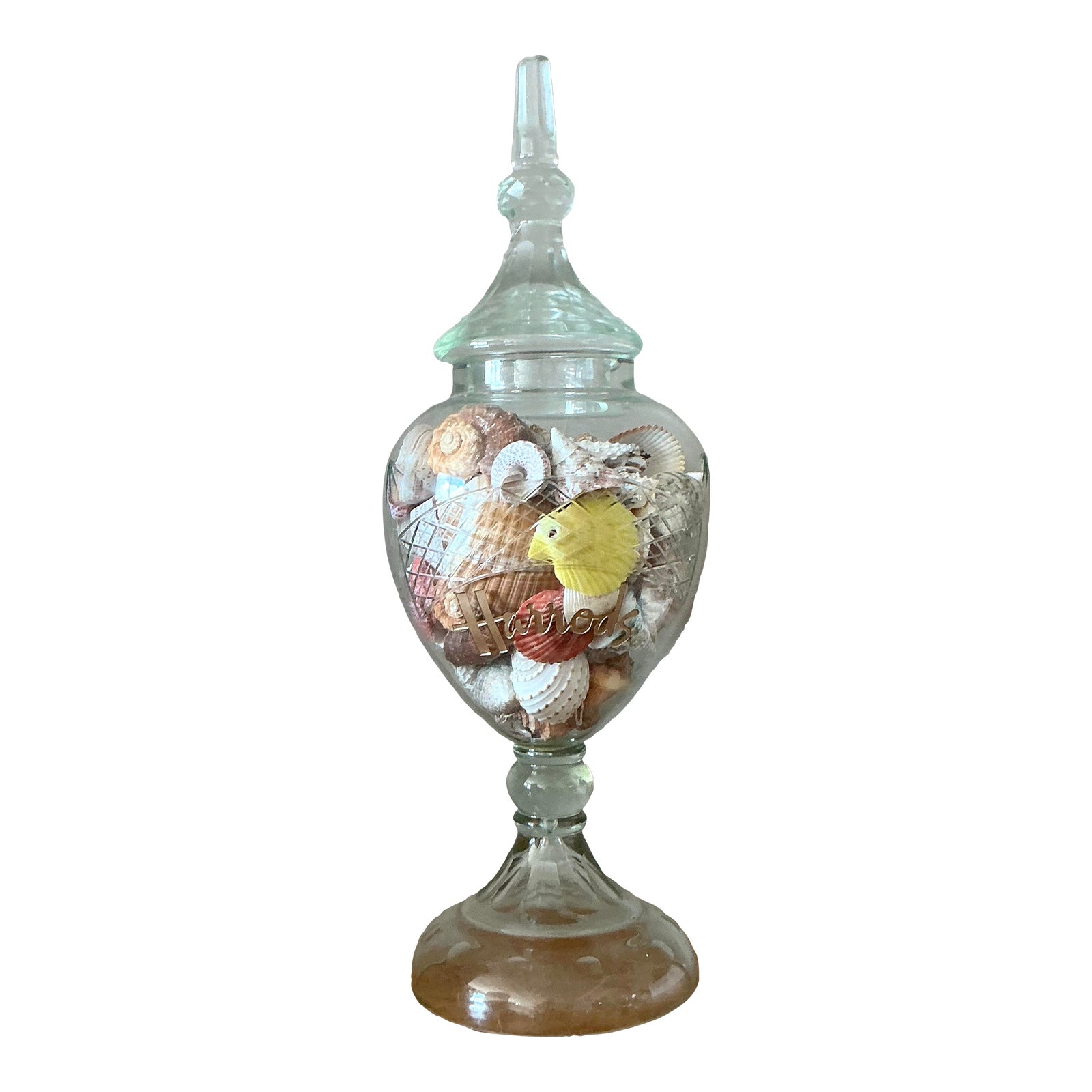 Vintage Boho Harrods Cut Glass Apothecary Jar - Detail view