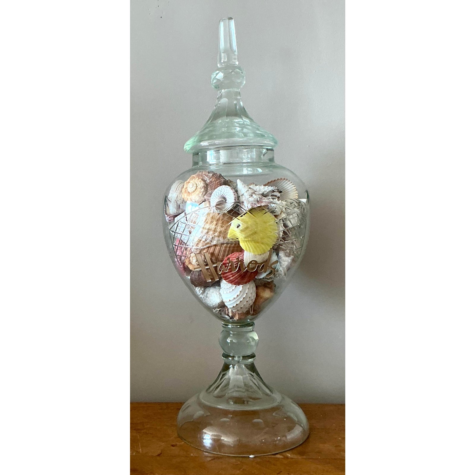 Vintage Boho Harrods Cut Glass Apothecary Jar - Top view