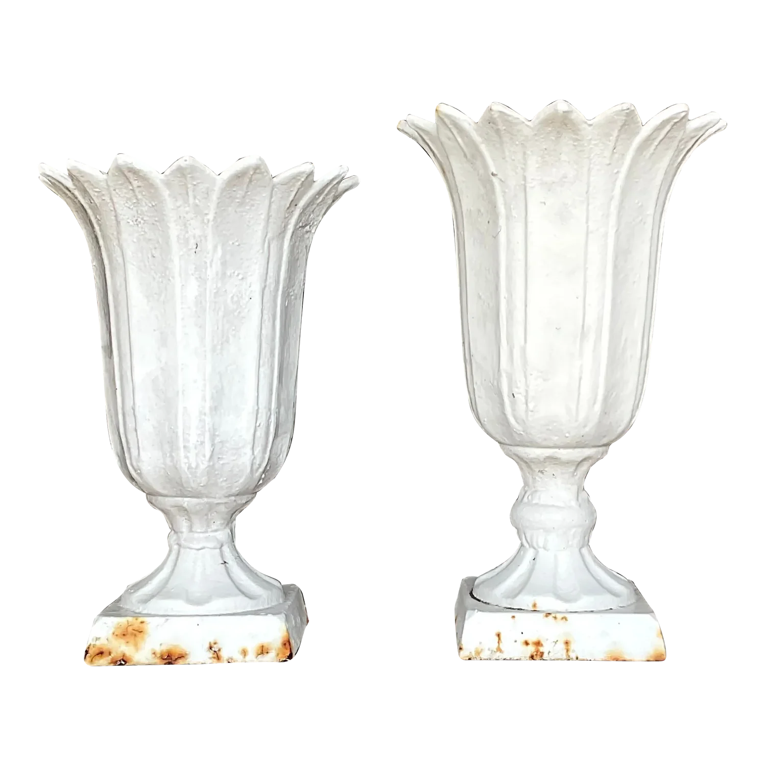 Vintage Boho Henderson Iron Works Petal Urns - Set of Two - Detail view