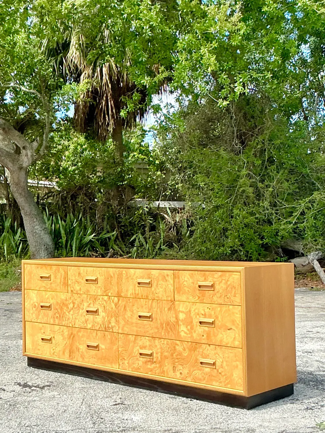 Vintage Boho Henredon Scene Two Burl Wood Dresser - Back view