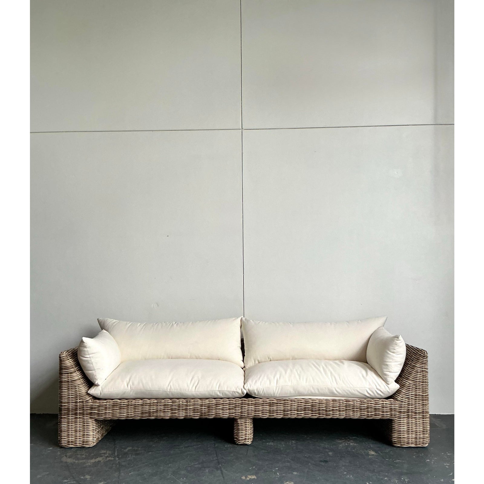 Vintage Boho Holt Woven Resin Rattan Outdoor Sofa - Back view