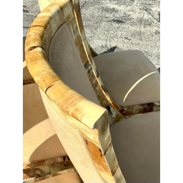Vintage Boho Horn Dining Chairs - Set of 5 - Top view
