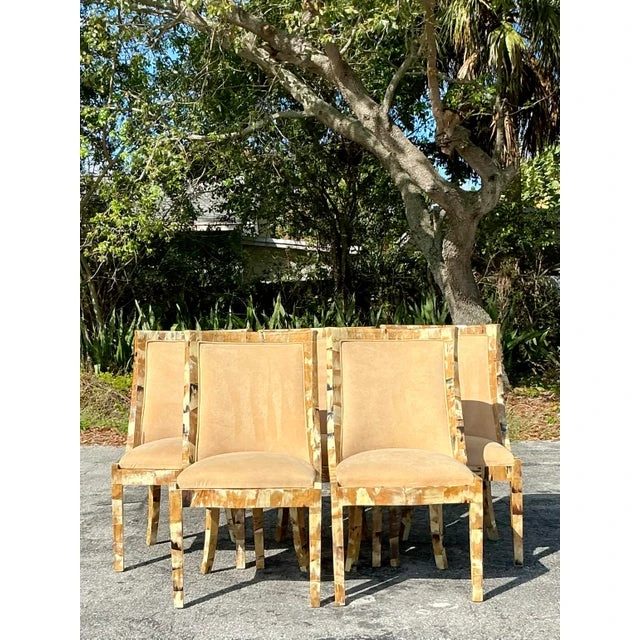Vintage Boho Horn Dining Chairs - Set of 5 - Side view