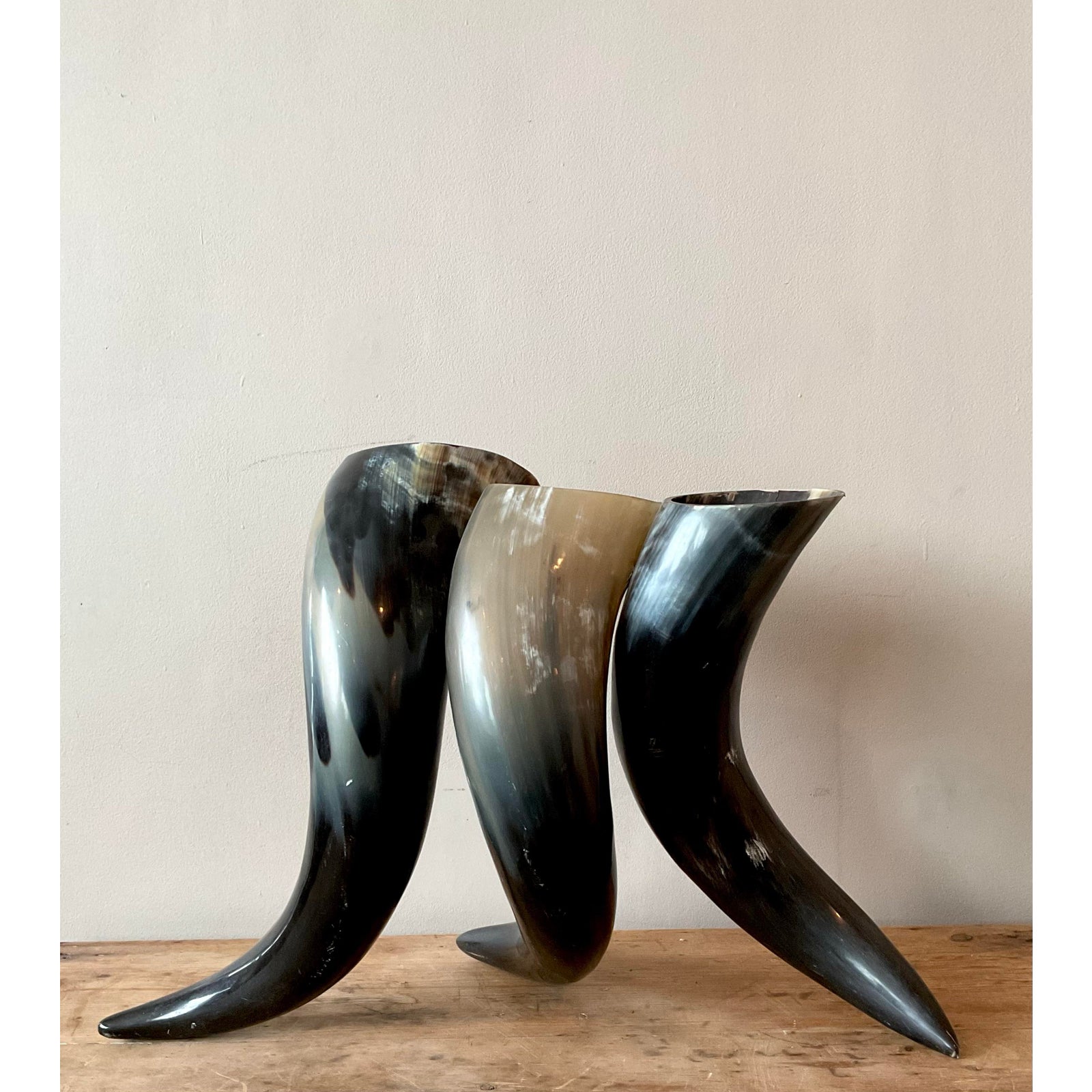 Vintage Boho Horn Trio Vase - Top view