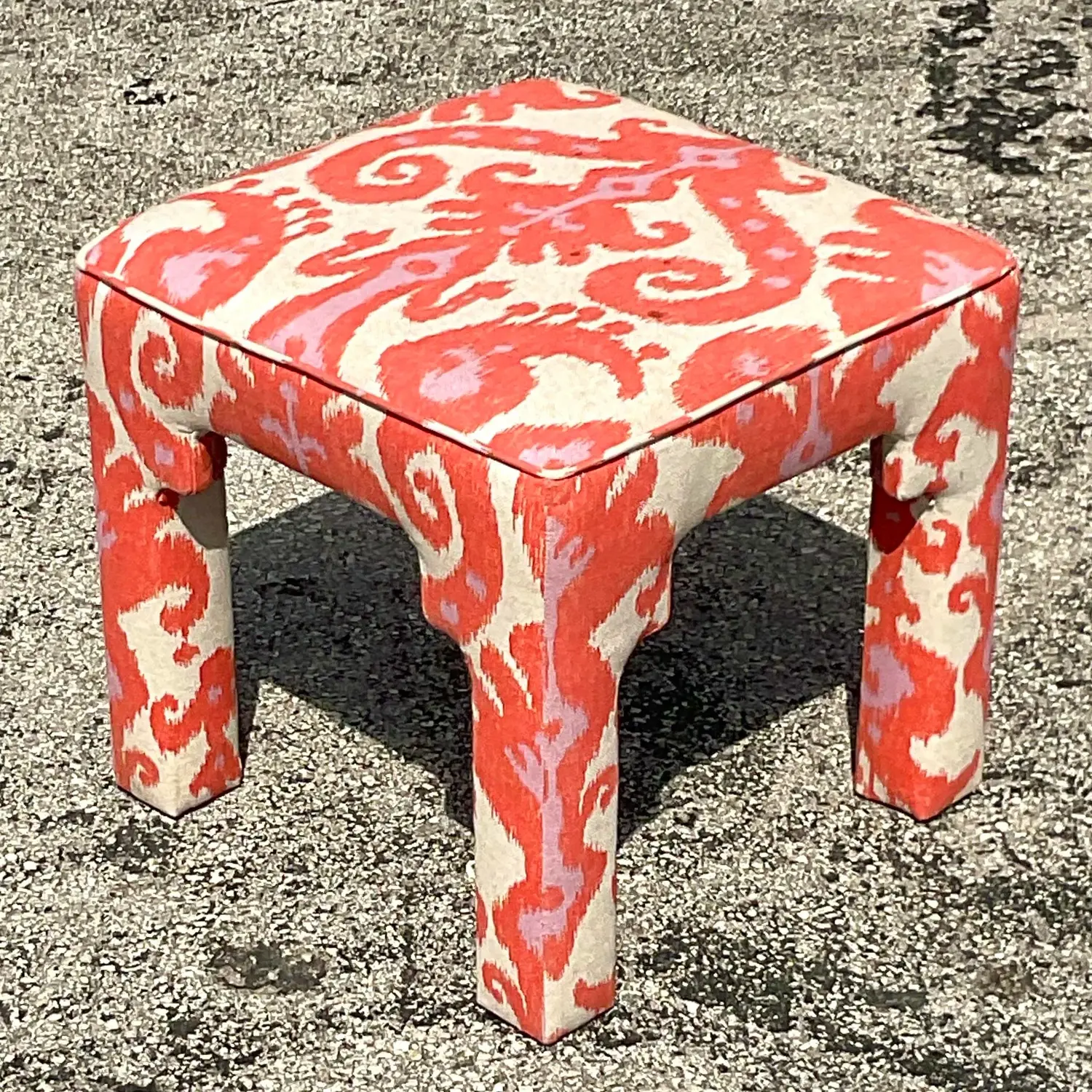 Vintage Boho Ikat Low Stool - Top view