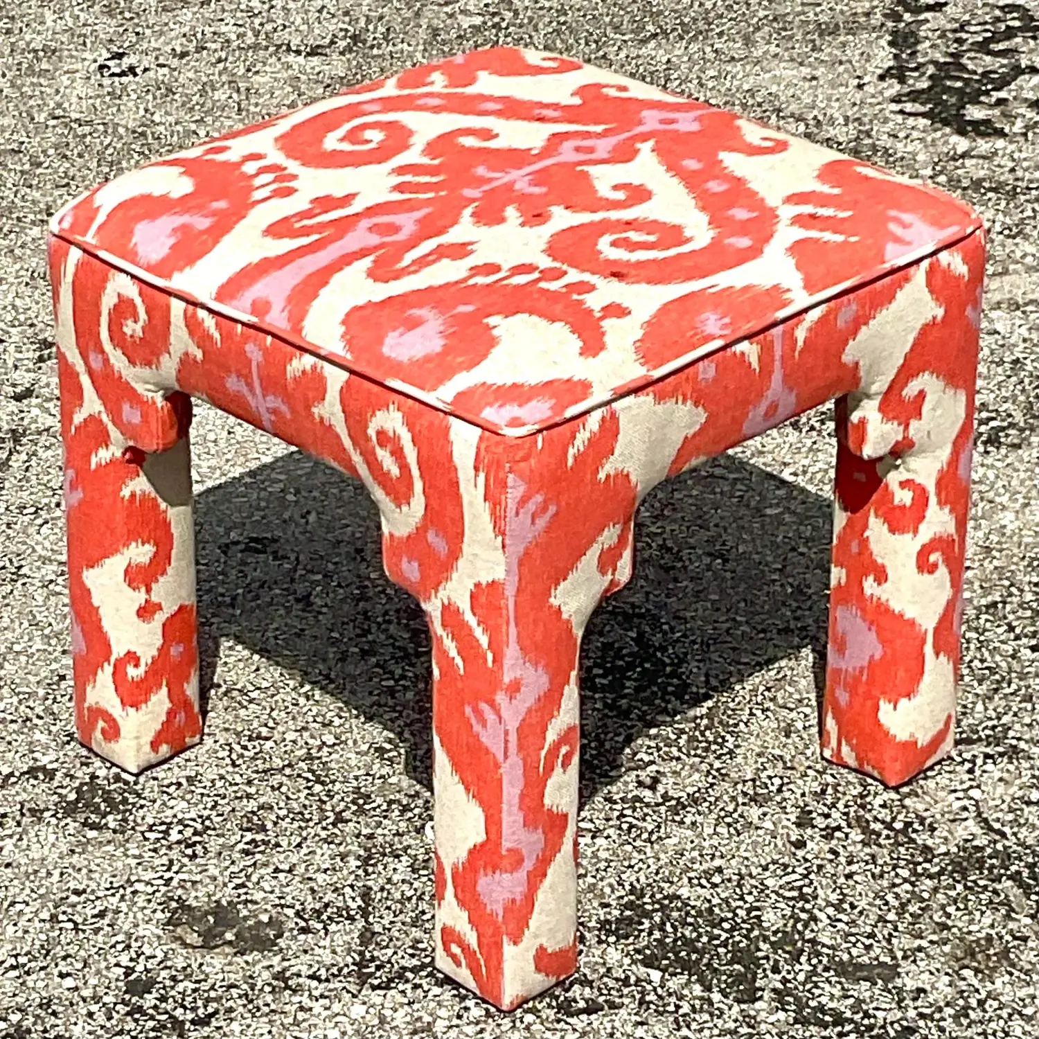 Vintage Boho Ikat Low Stool - Back view