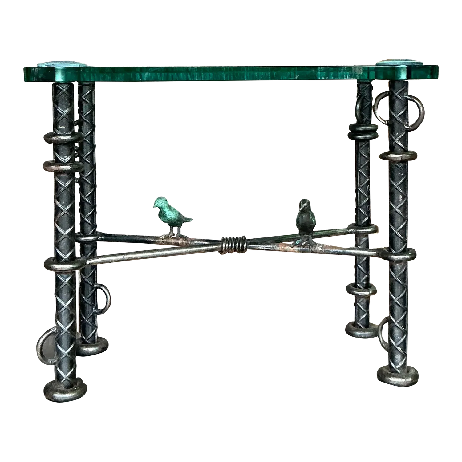 Vintage Boho Ilana Goor Rebar Birds Side Table