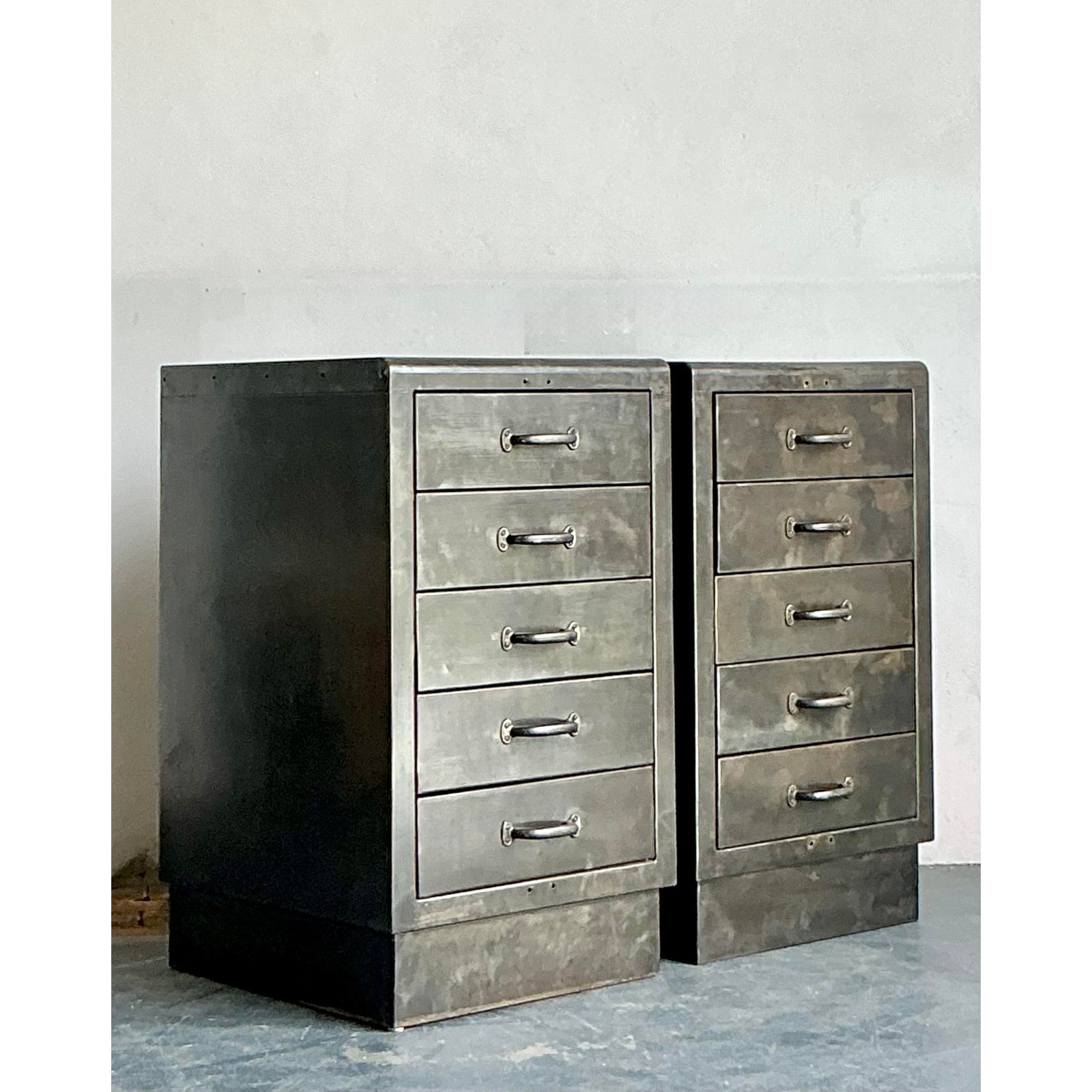 Vintage Boho Industrial Chests - A Pair - Top view