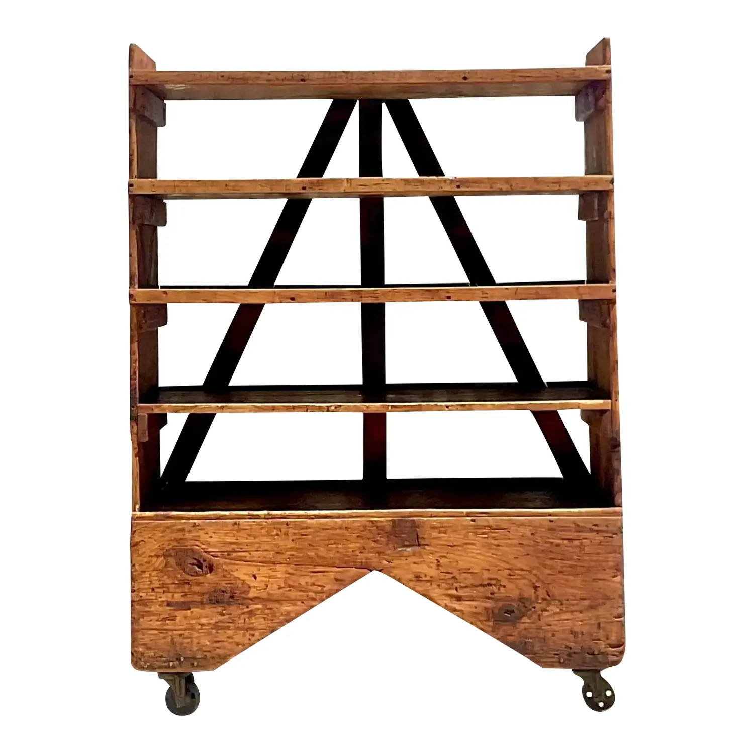 Vintage Boho Industrial Etagere on Wheels