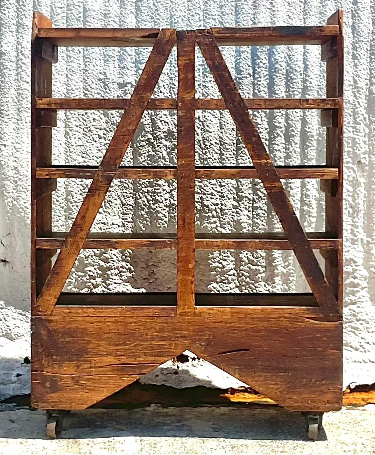 Vintage Boho Industrial Etagere on Wheels - Back view