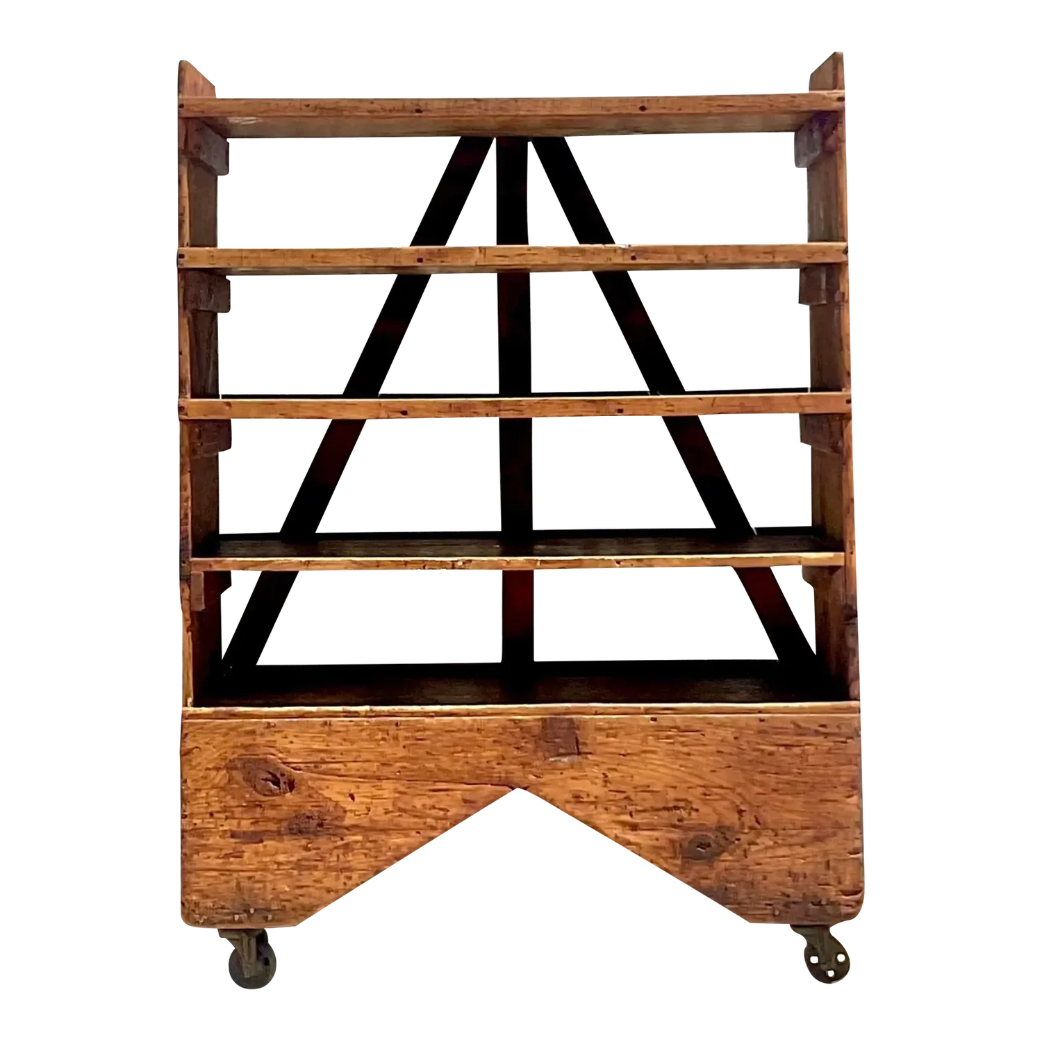 Vintage Boho Industrial Etagere on Wheels - Detail view
