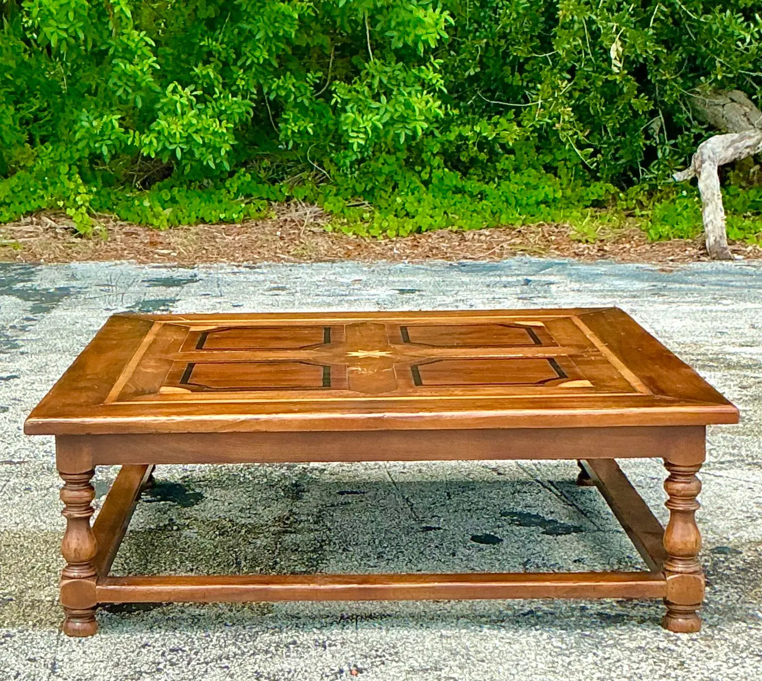 Vintage Boho Inlaid Coffee Table - Top view