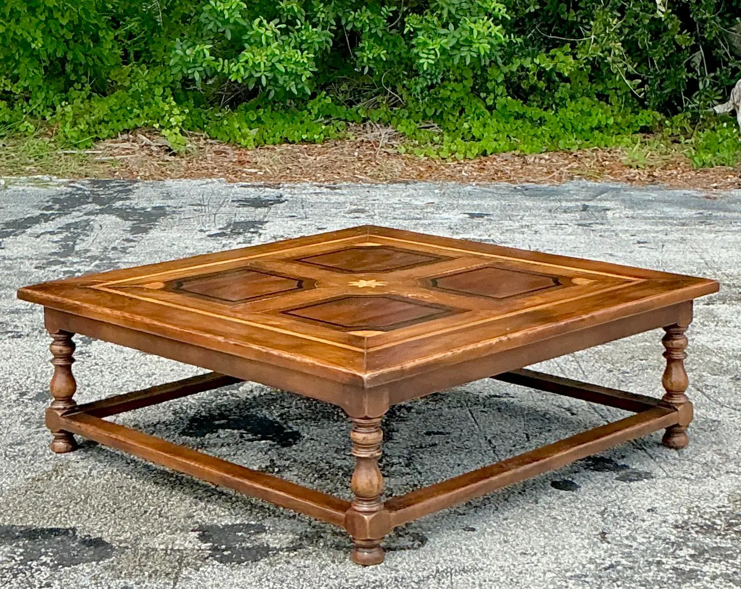 Vintage Boho Inlaid Coffee Table - Detail view