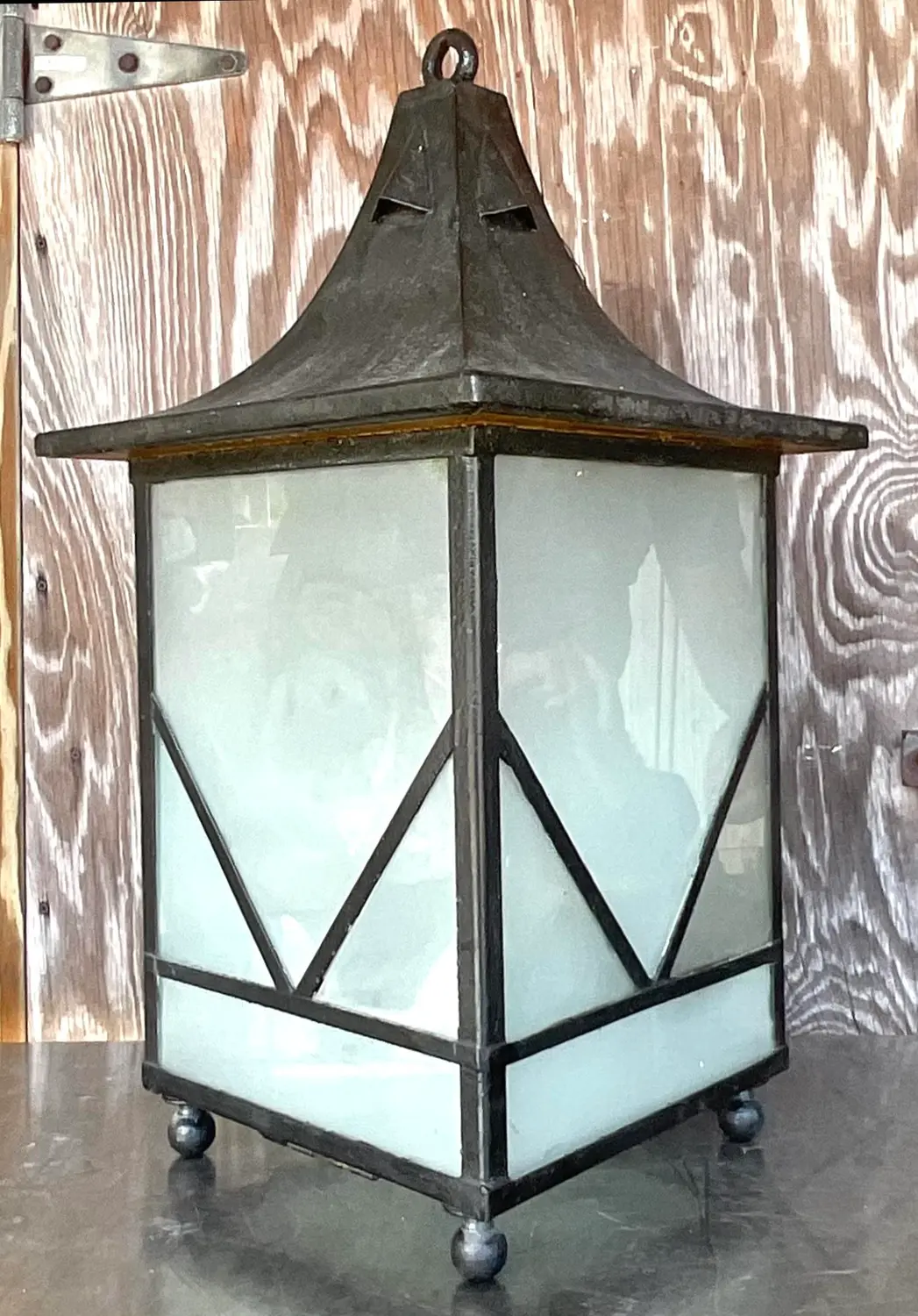Vintage Boho Iron Lantern - Side view