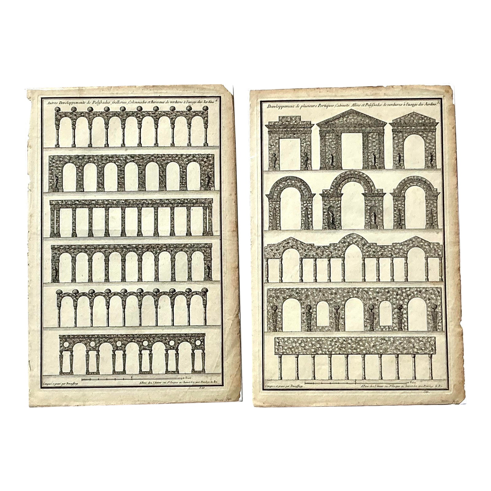 Vintage Boho Italian Architectural Arches Original Prints - Set of 2