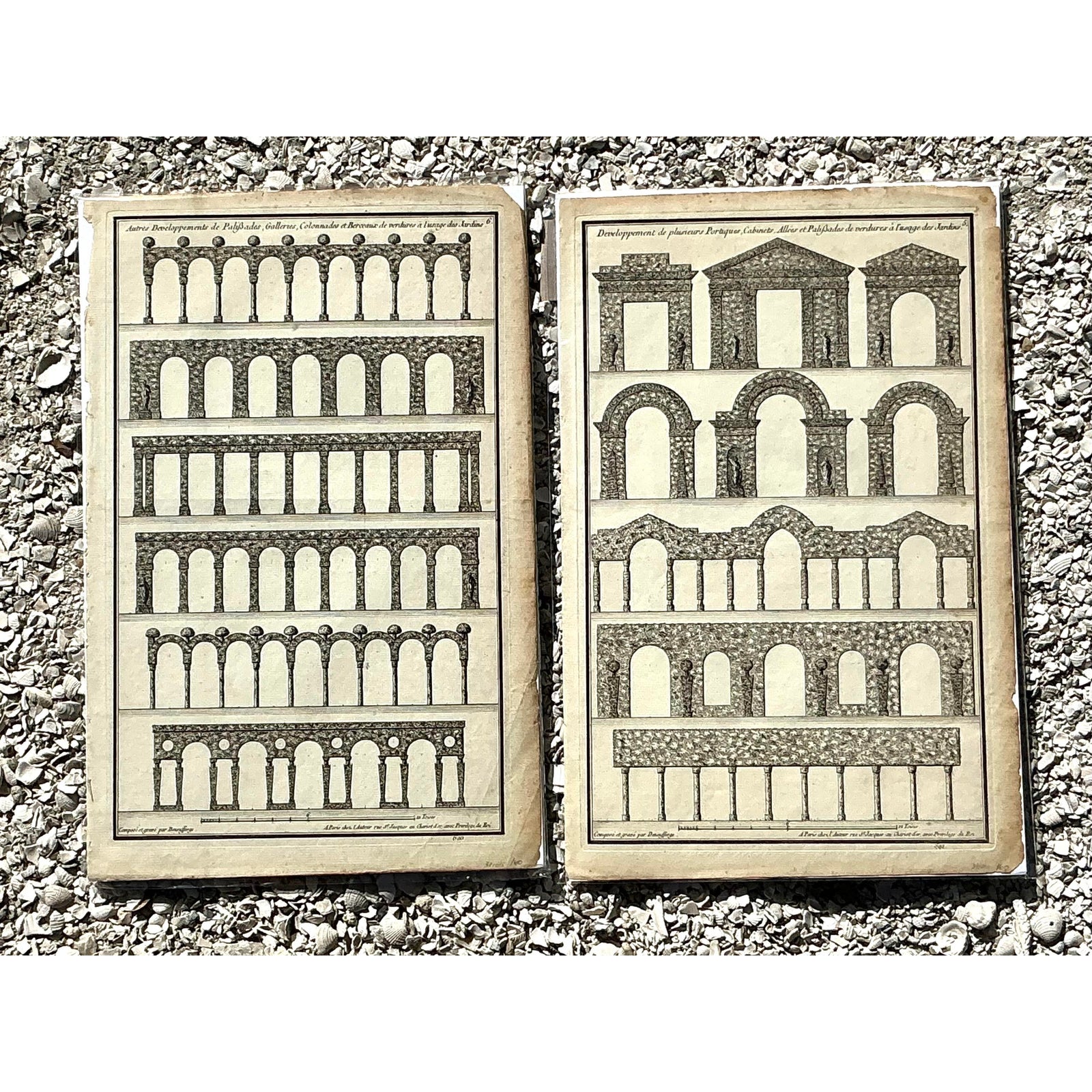 Vintage Boho Italian Architectural Arches Original Prints - Set of 2 - Detail view