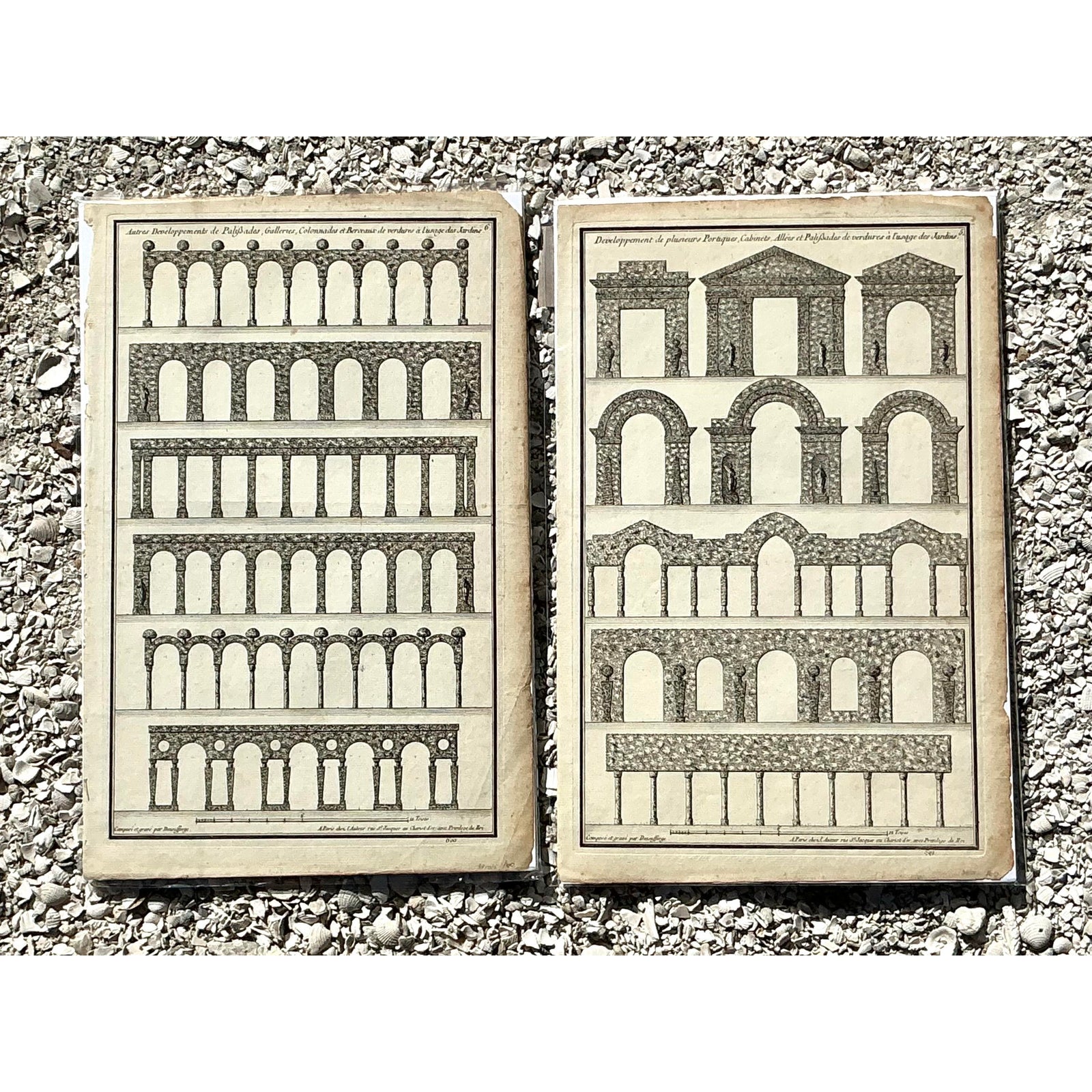 Vintage Boho Italian Architectural Arches Original Prints - Set of 2 - Side view