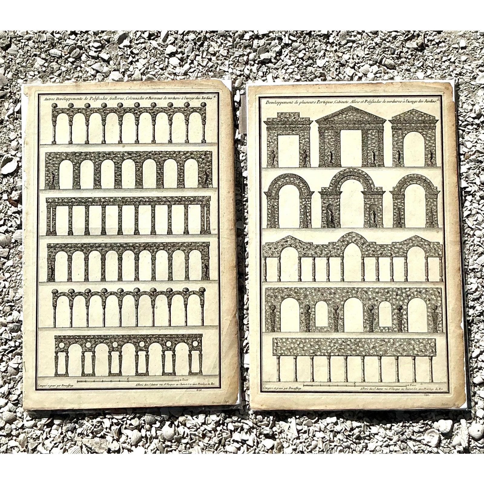 Vintage Boho Italian Architectural Arches Original Prints - Set of 2 - Top view