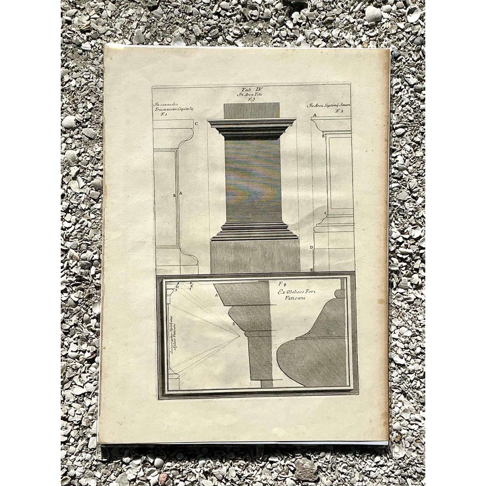 Vintage Boho Italian Architectural Original Print - Side view