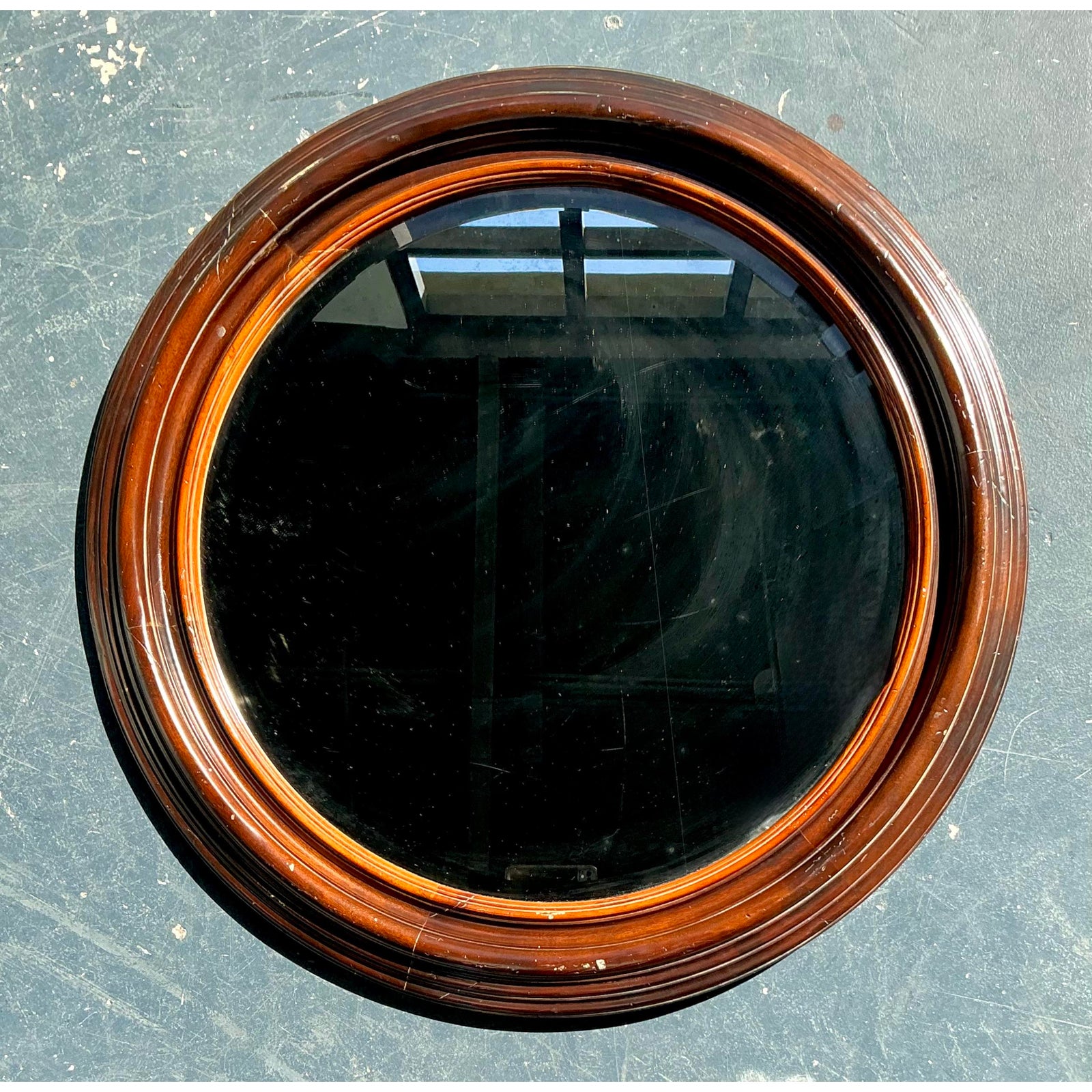Vintage Boho Italian Baker Milling Road Millwork Mirror - Detail view
