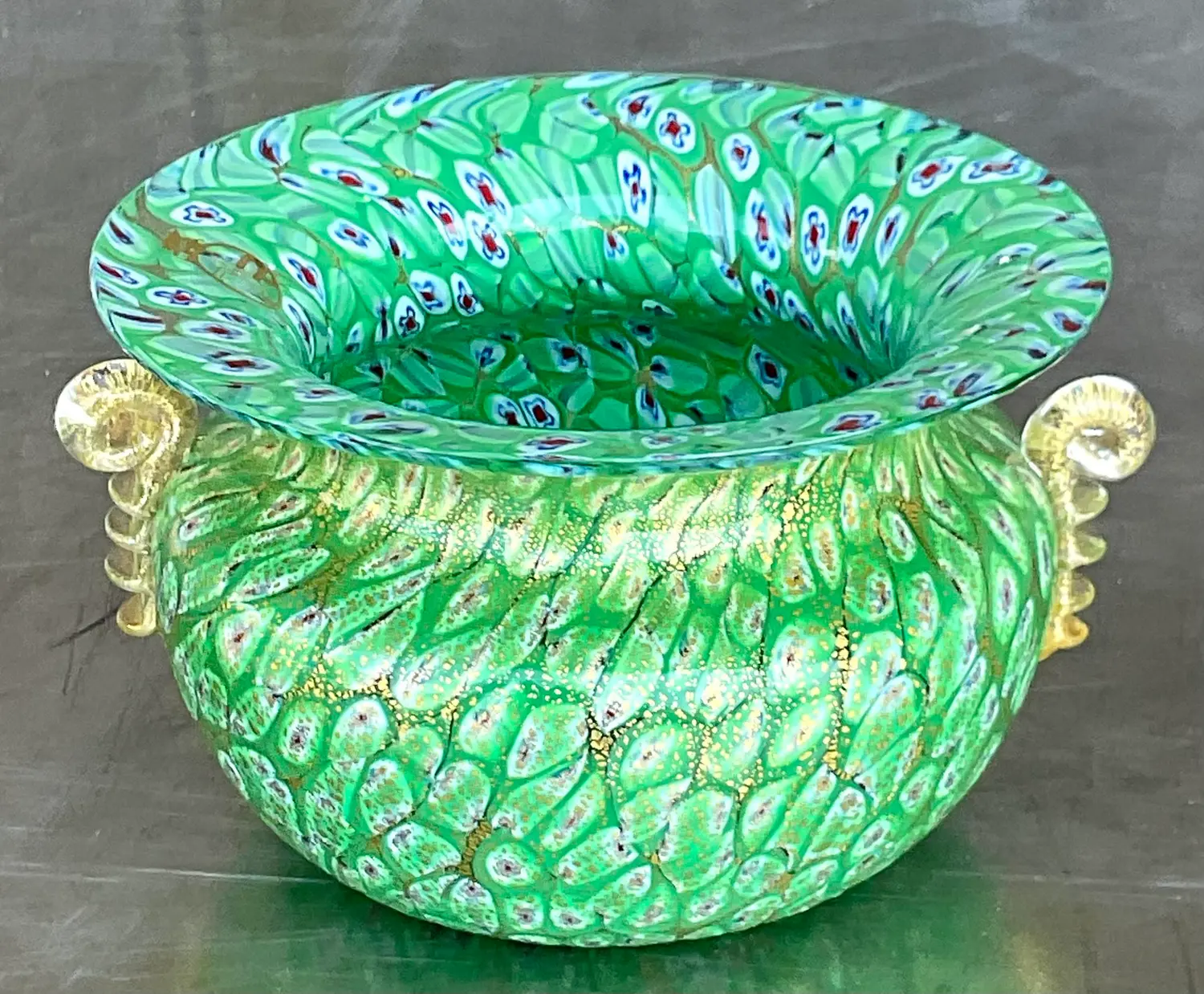 Vintage Boho Italian Glass Bowl After Murano - Detail view