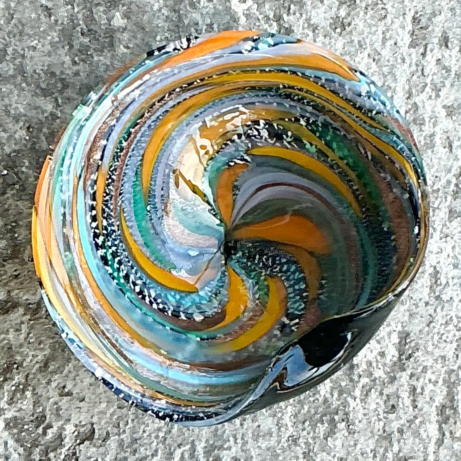 Vintage Boho Italian Glass Swirl Bowl After Murano - Top view