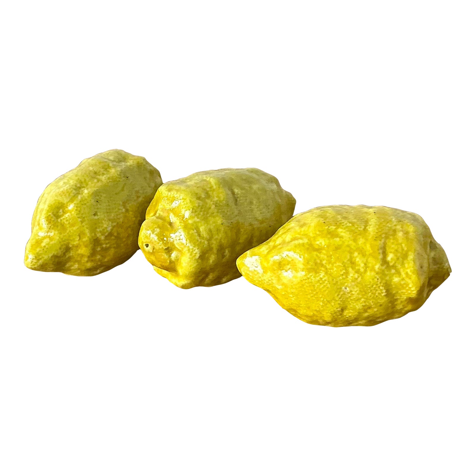 Vintage Boho Italian Glazed Ceramic Lemons - Set of 3