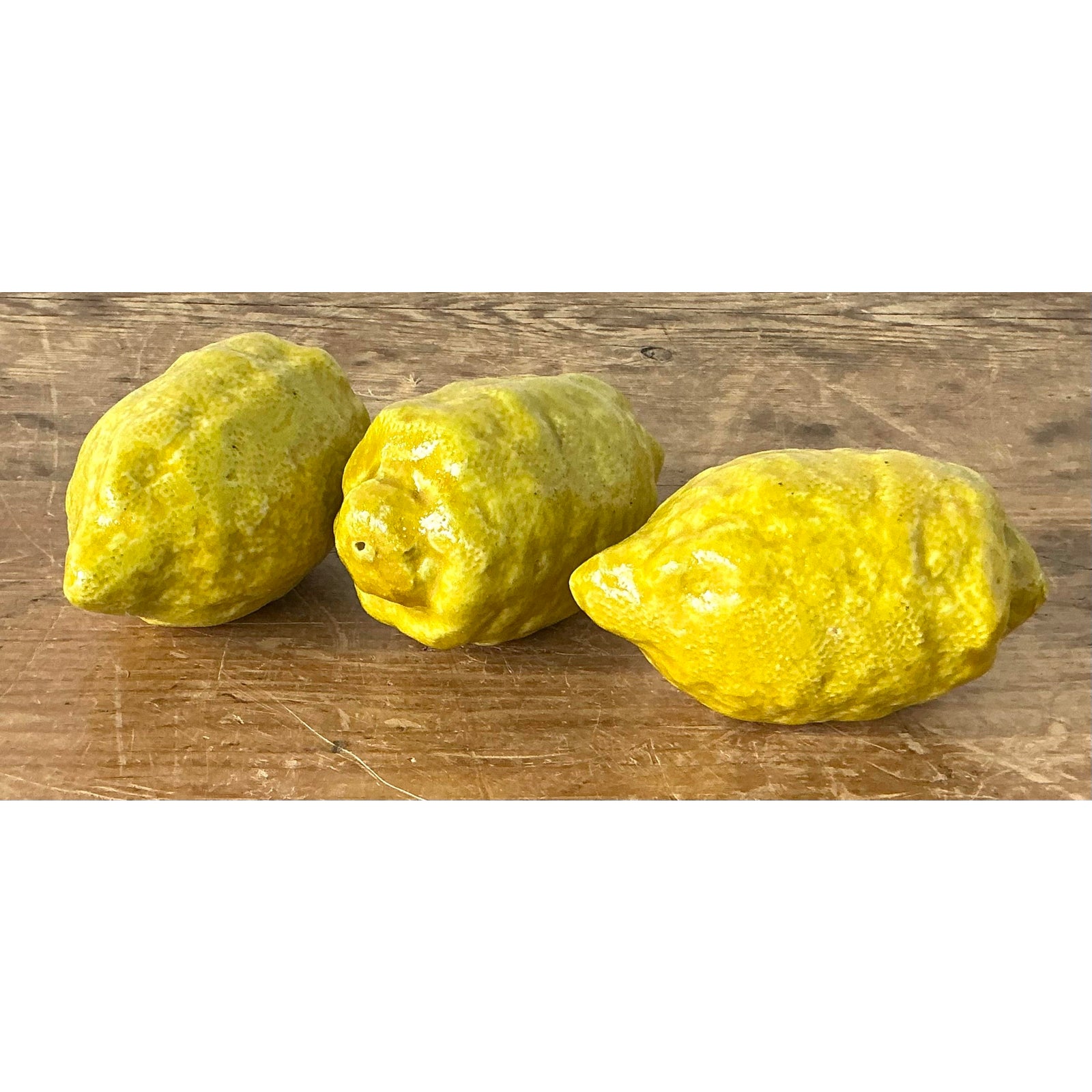 Vintage Boho Italian Glazed Ceramic Lemons - Set of 3 - Back view