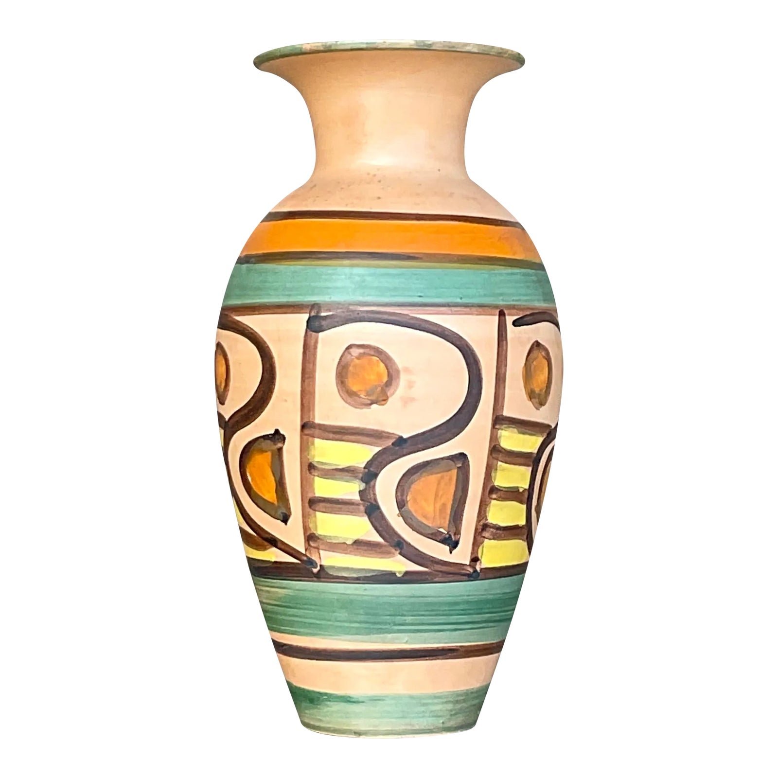 Vintage Boho Italian Hand Painted Vase